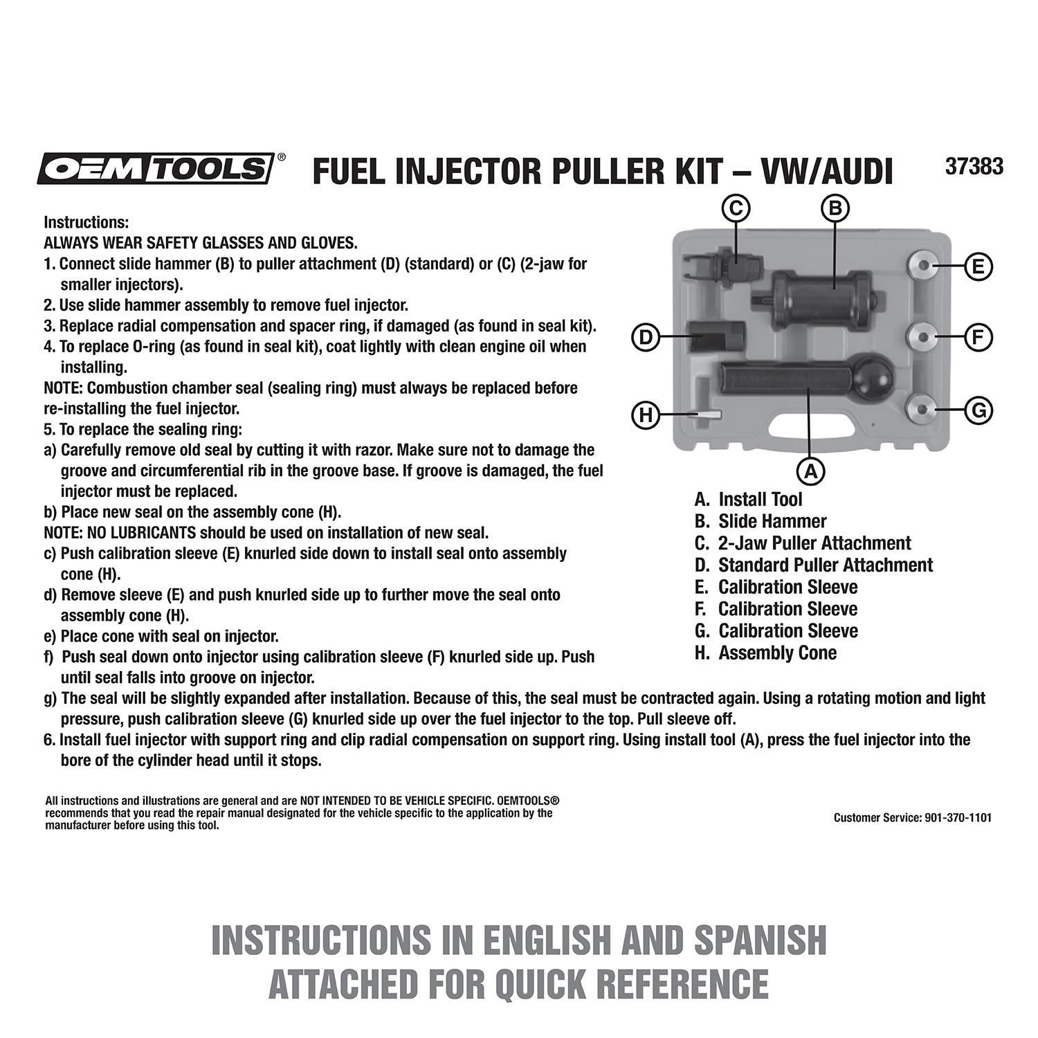 OEMTOOLS Injector Puller for Volkswagen/Audi with Direct Injection FSI ...