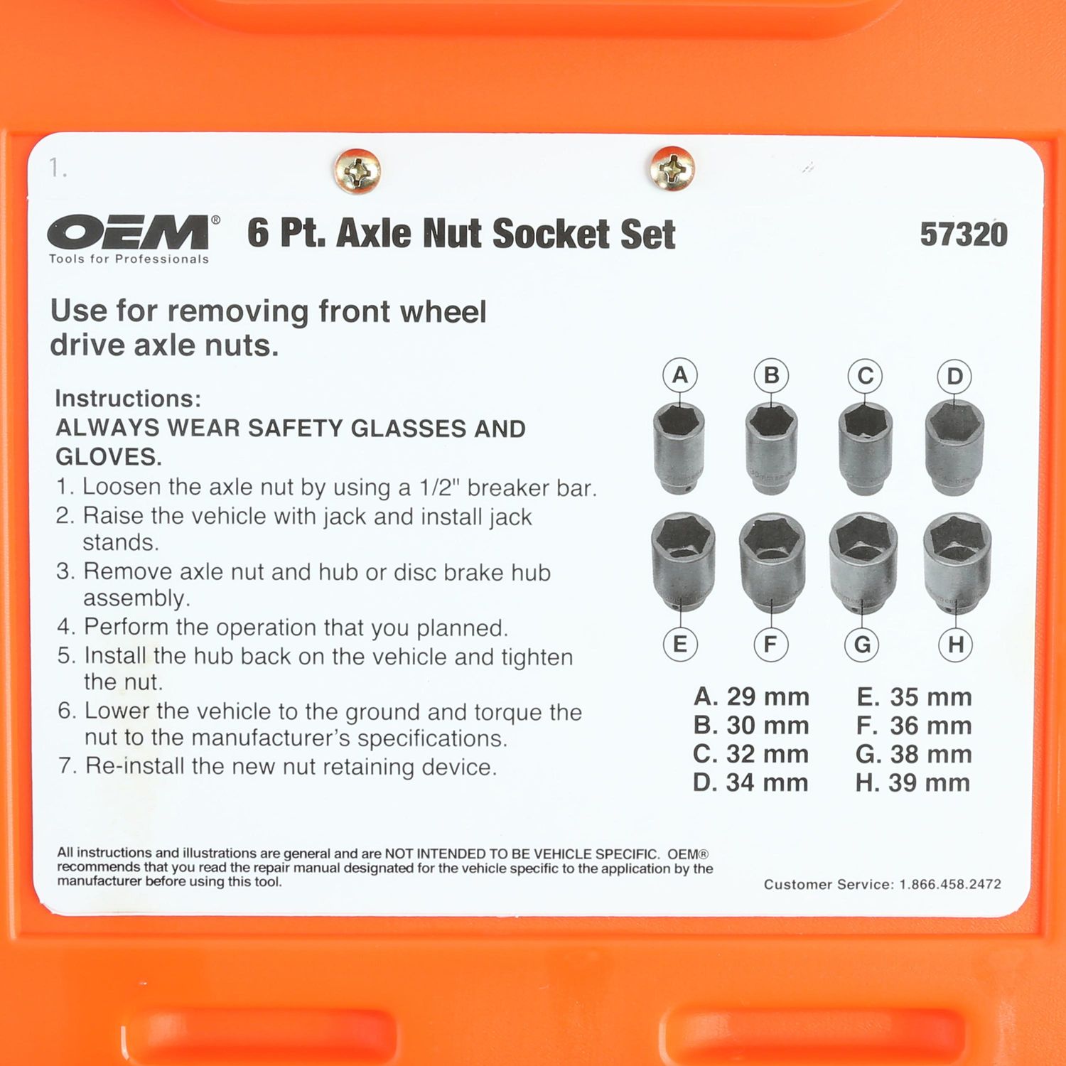 OEMTOOLS 1/2in Drive 6 Point Axle and Spindle Nut Socket Set 8 Piece
