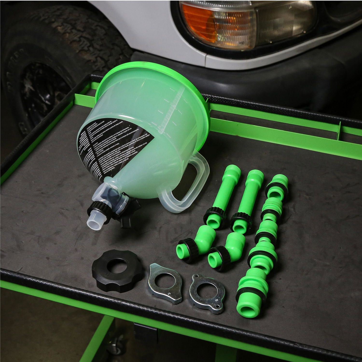 OEMTOOLS Translucent No Spill Coolant Filling Funnel 15 Piece Set