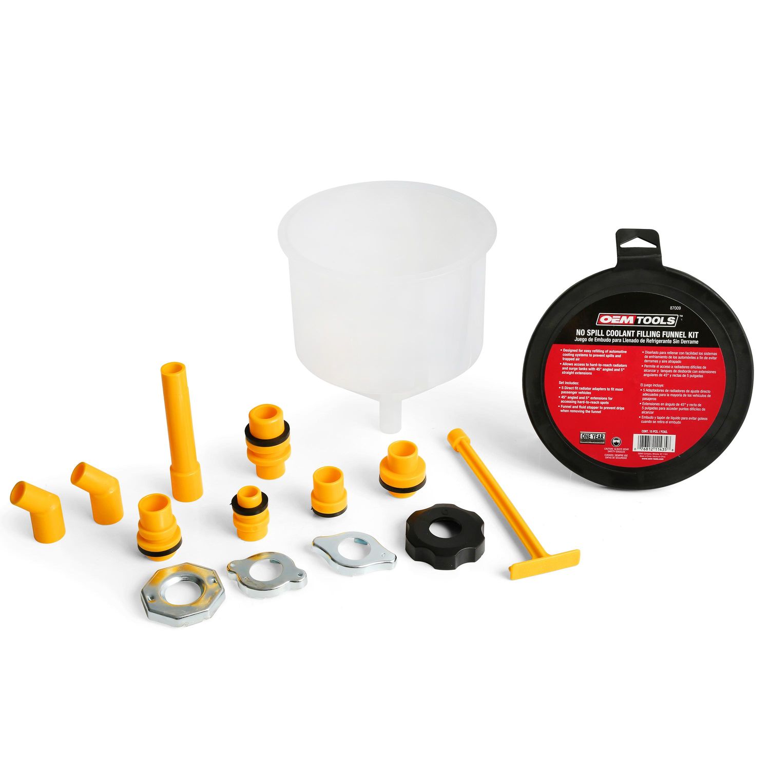 OEMTOOLS Translucent No Spill Coolant Filling Funnel 15 Piece Set