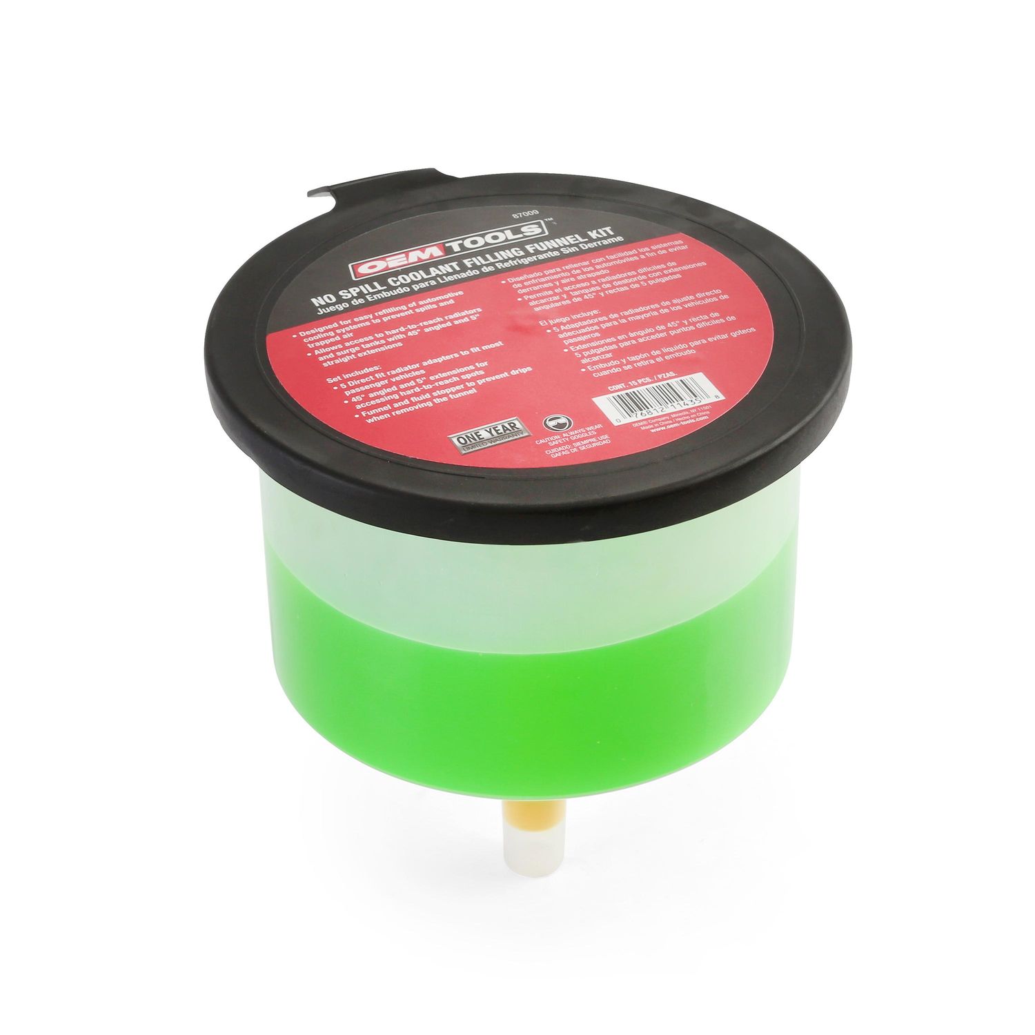 OEMTOOLS Translucent No Spill Coolant Filling Funnel 15 Piece Set