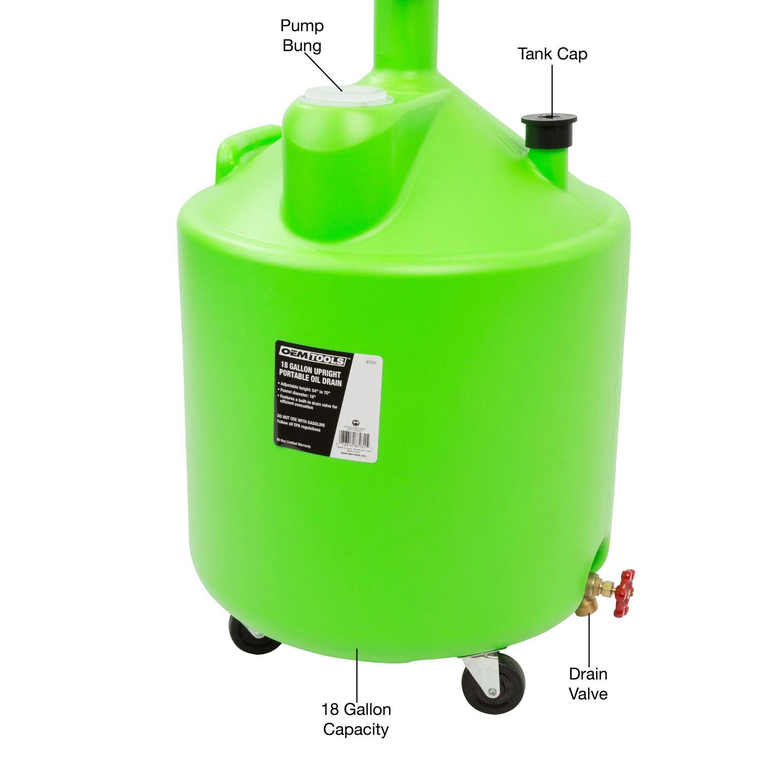 OEM Upright Portable Oil Drain 18 Gallon
