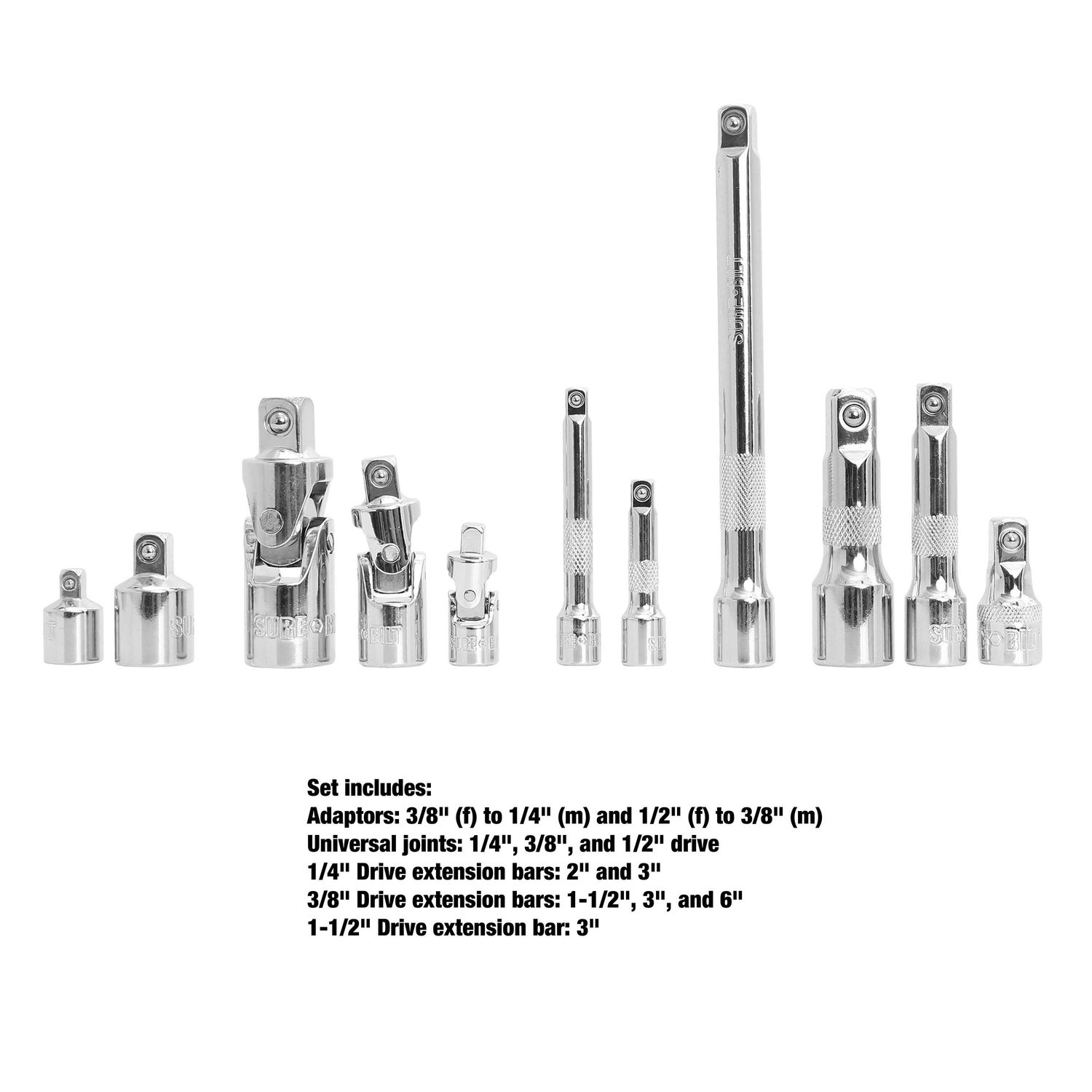 Great Neck Surebilt Socket Extension Set 11 Piece