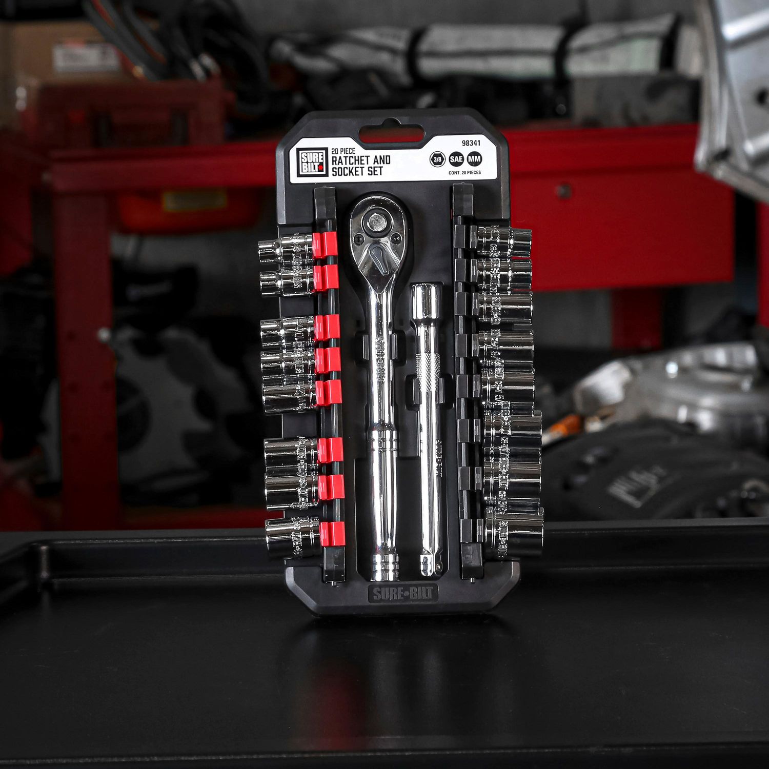 SureBilt 3/8in Drive Ratchet and Socket Set 20 Piece