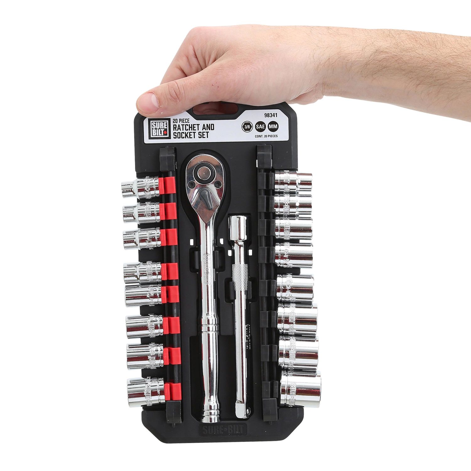 SureBilt 3/8in Drive Ratchet and Socket Set 20 Piece