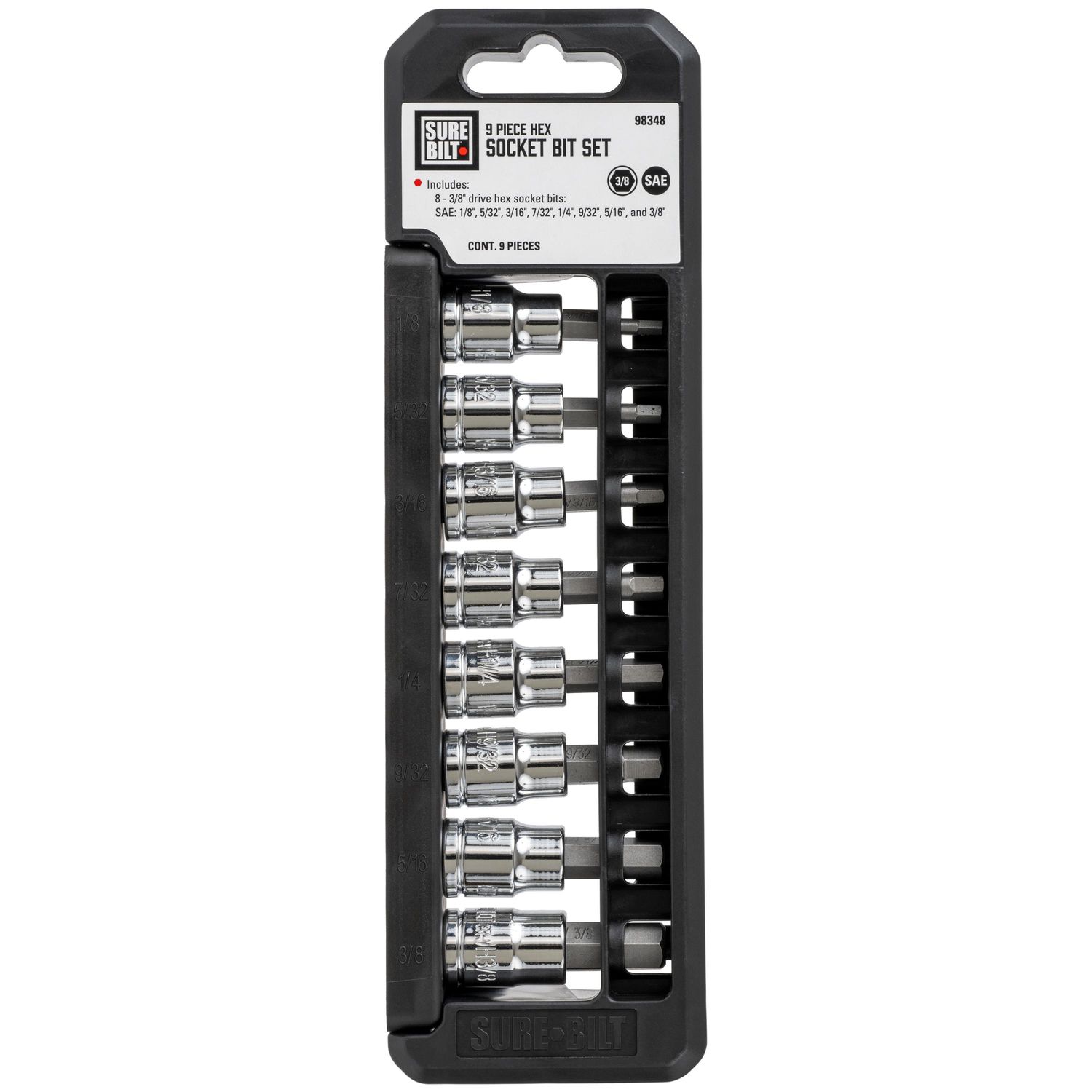 SureBilt 3/8in Drive Hex Bit Set 9 Piece