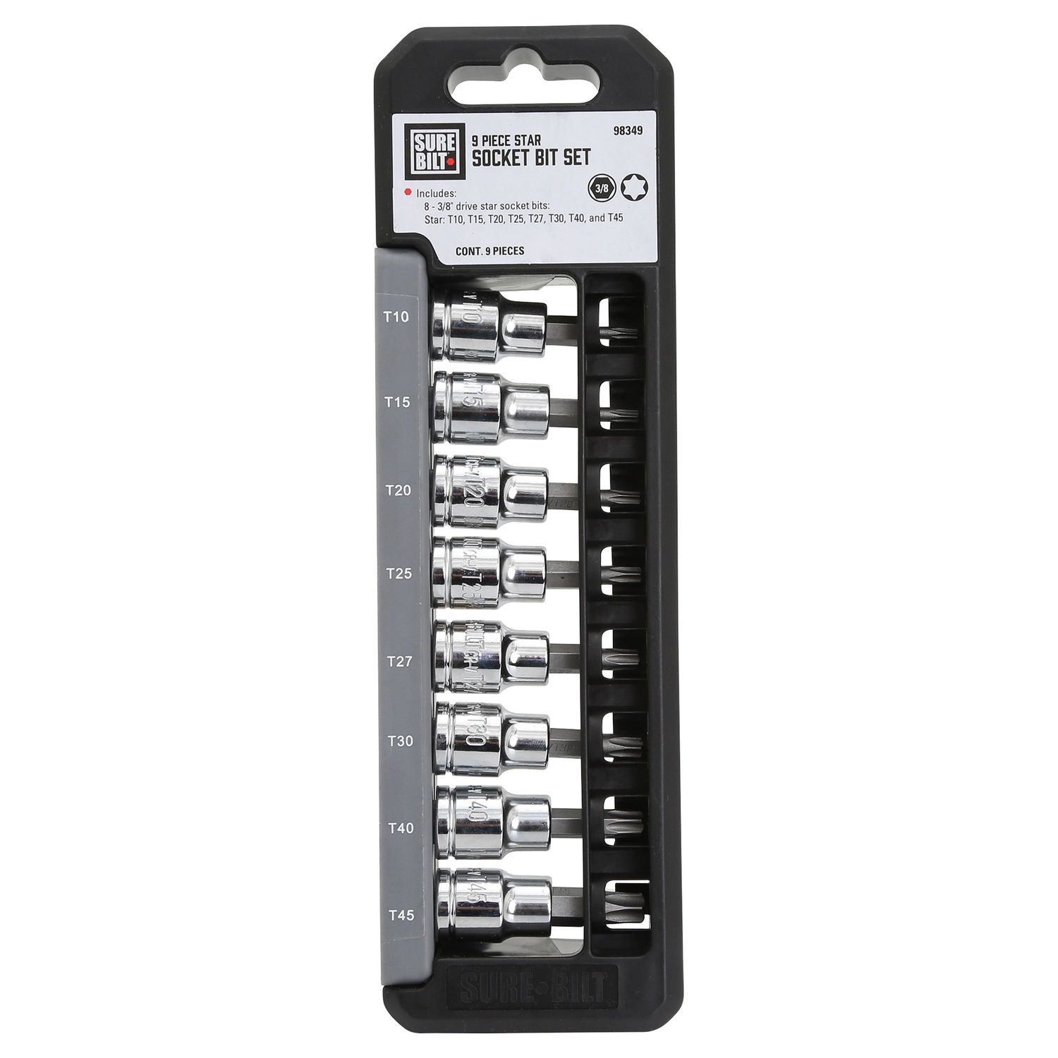 SureBilt 3/8in Drive Star Bit Set 9 Piece
