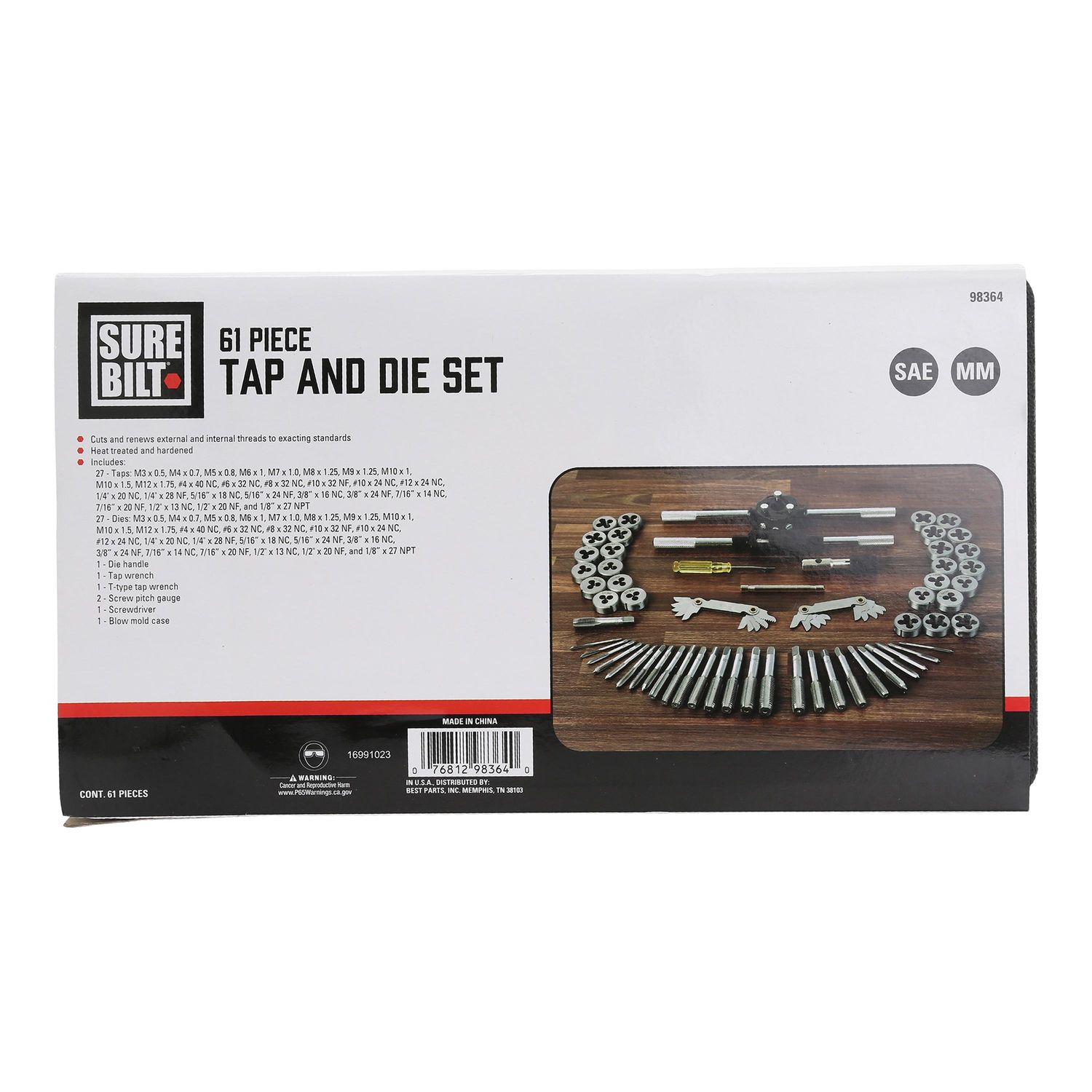 SureBilt MM and SAE Tap and Die Set 60 Piece