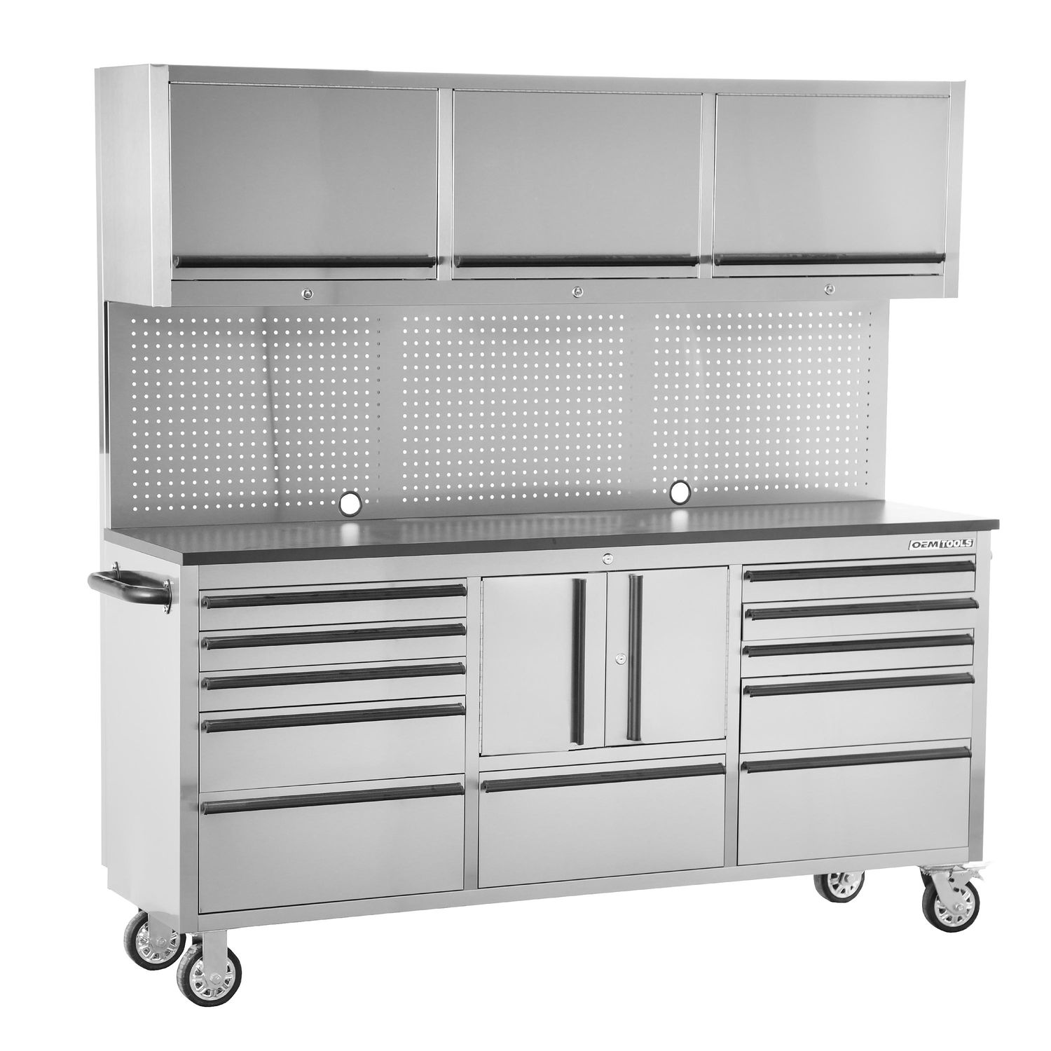 OEMTOOLS 72in 11 Drawer Cabinet Stainless Steel