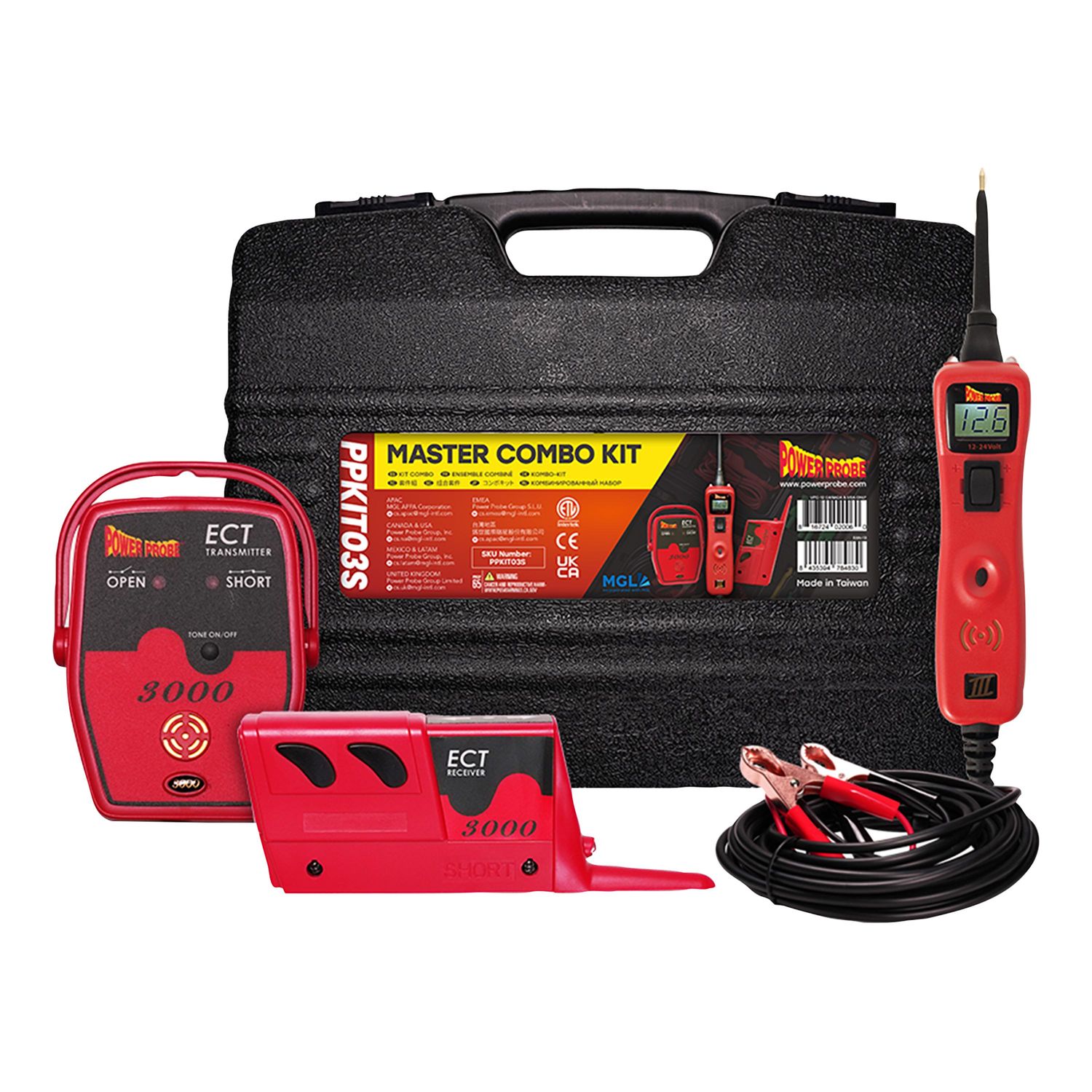 Power Probe III 3 Circuit Tester Kit With Case & Accessories - Red