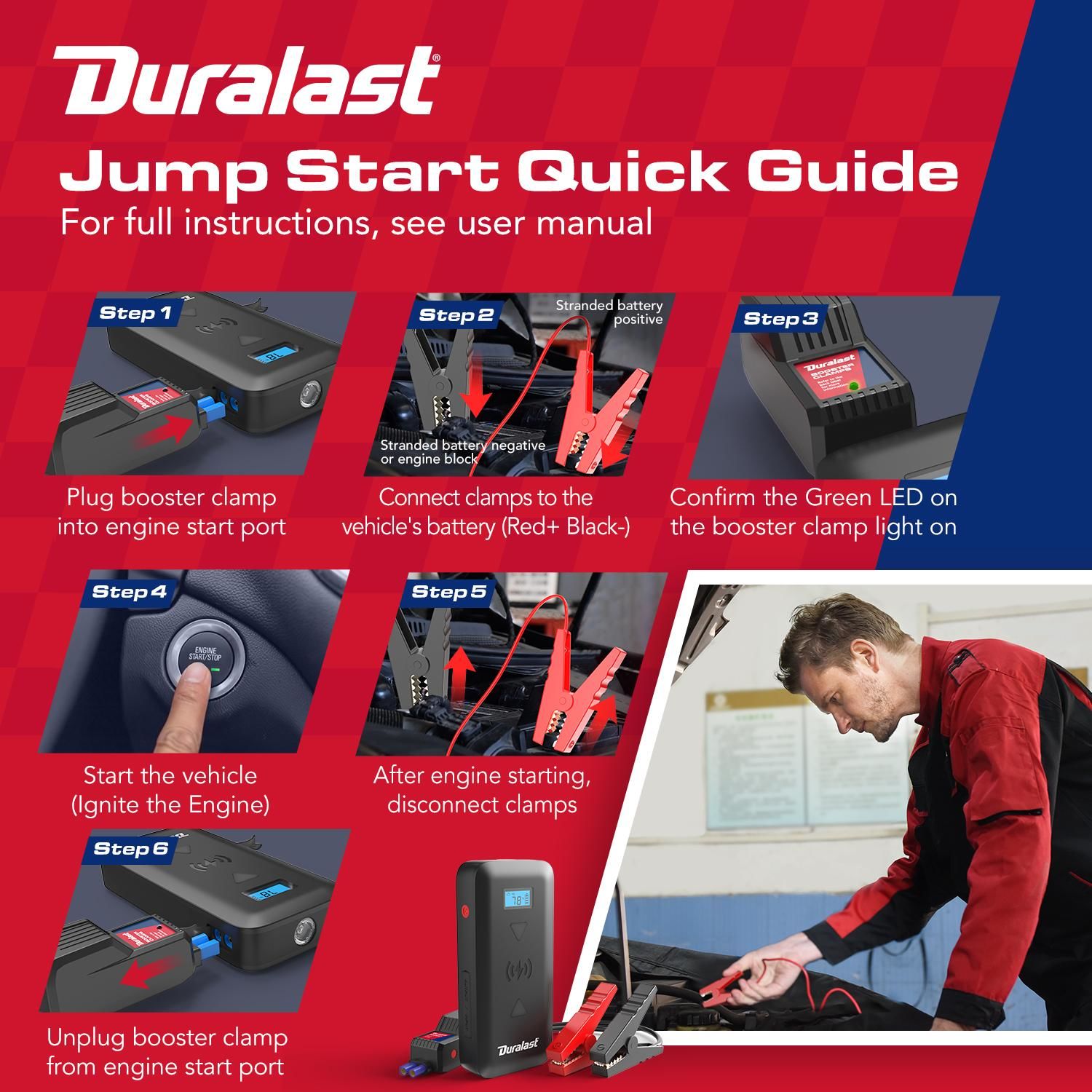 Duralast 2000 peak amp deals jump starter power pack