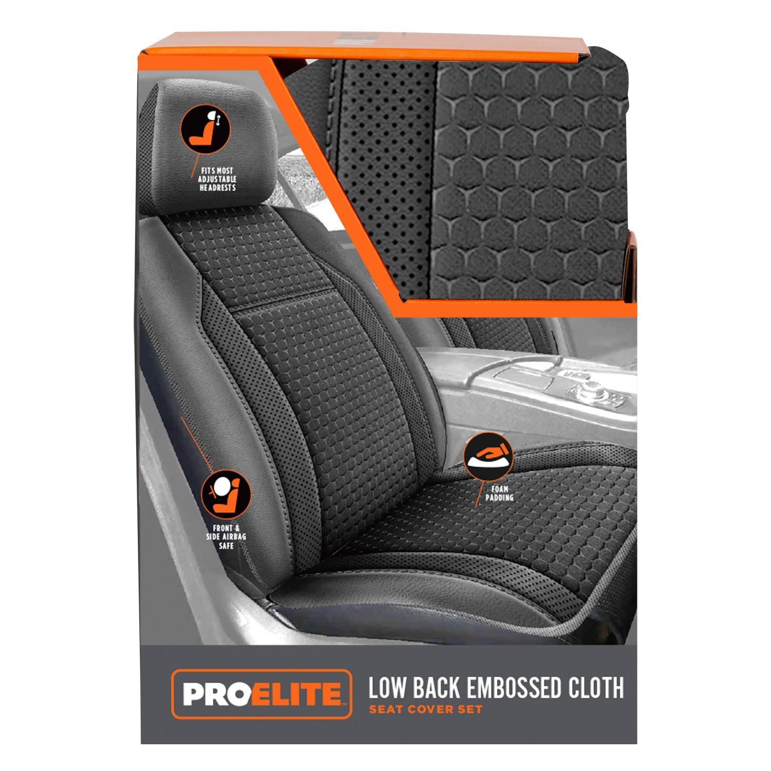 ProElite Cloth and Faux Low Back Seat Cover Set, Piece
