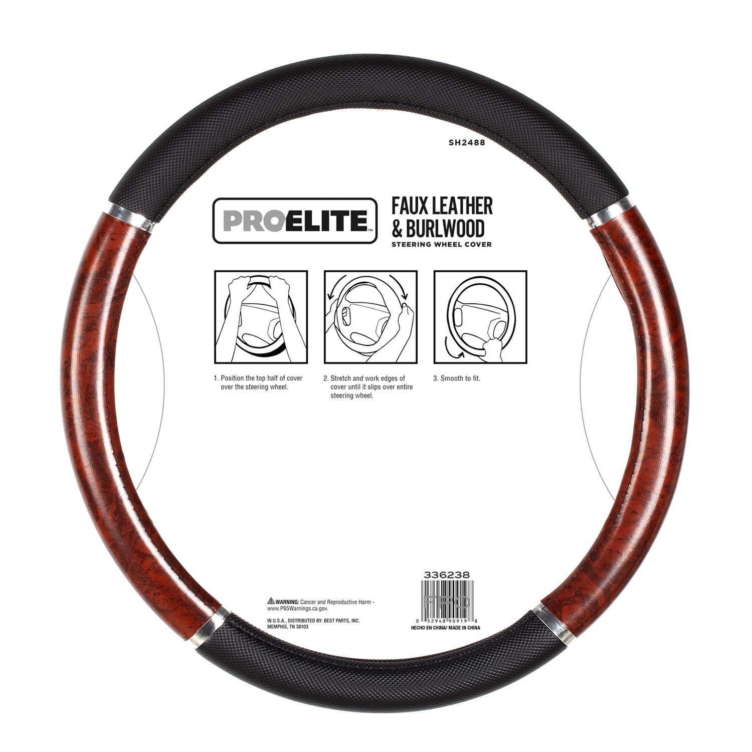 Bell Automotive Burlwood with Black and Chrome Steering Wheel Cover