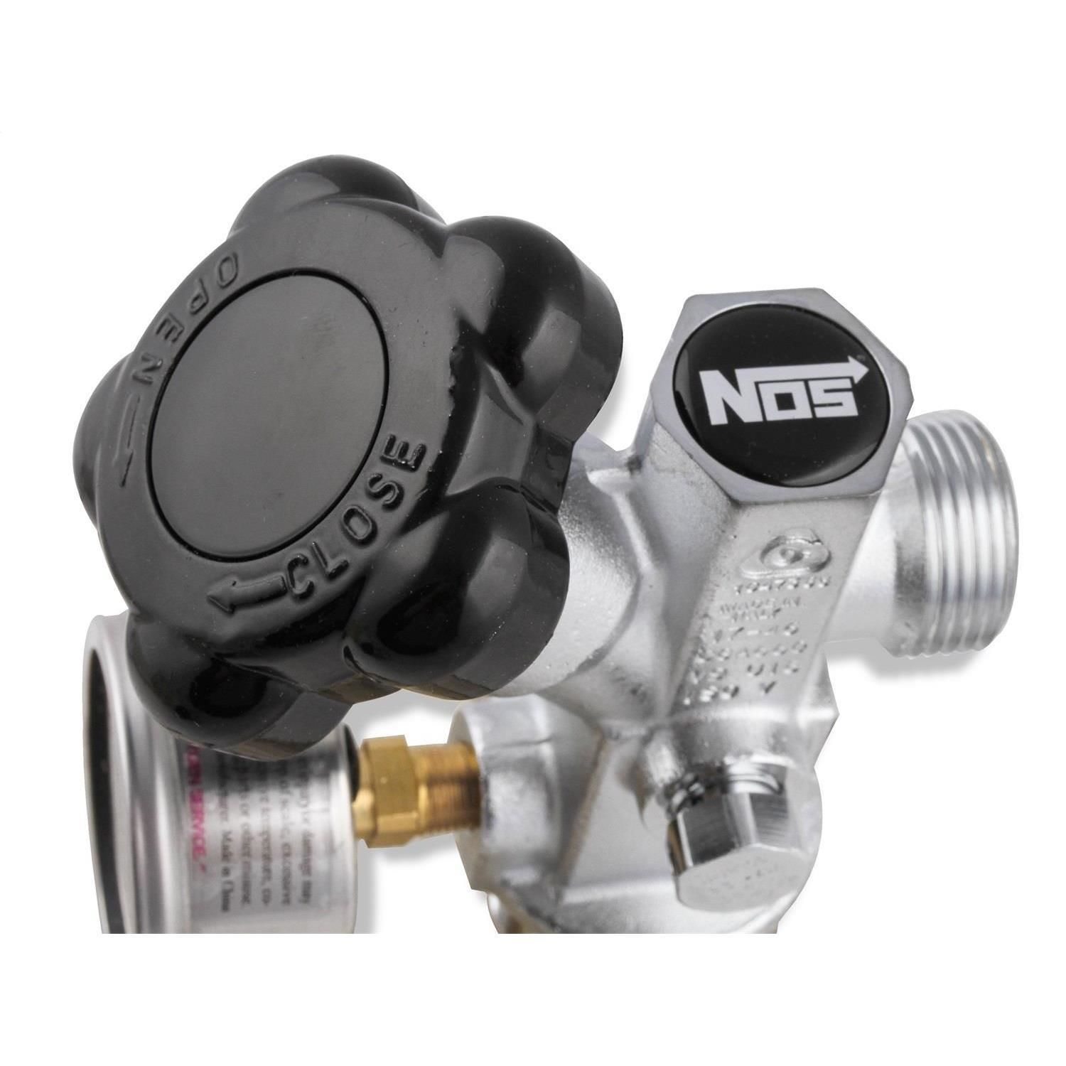 NOS / Nitrous Oxide System 1/8in Super High Flow Nitrous Bottle Valve with Blue Gauge for 5 to