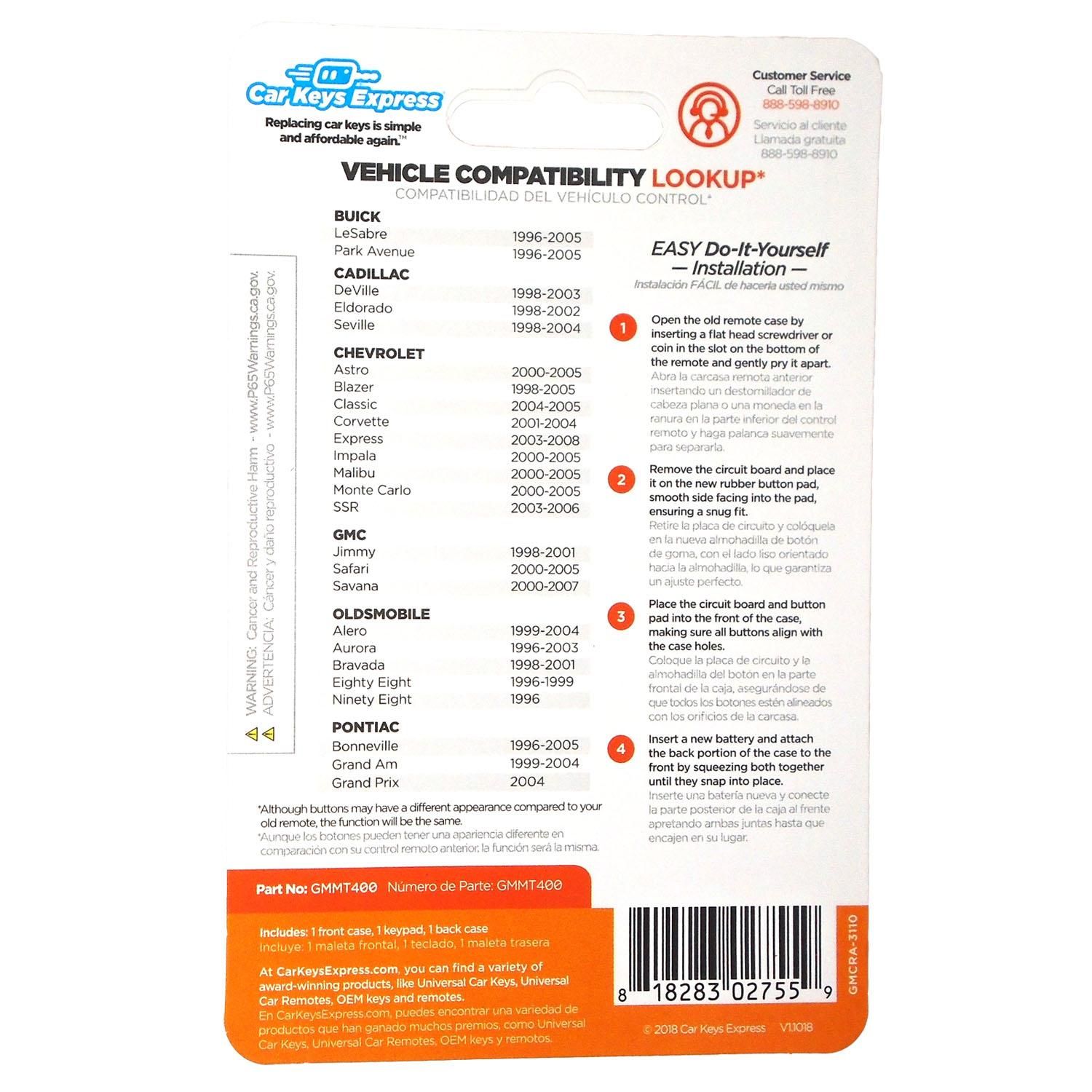 Car Keys Express Keyless Remote Case GMMT400