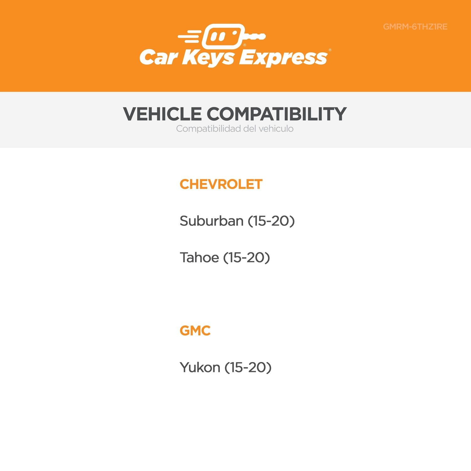 Car Keys Express Keyless Entry Transmitter GMRM6THZ1RE