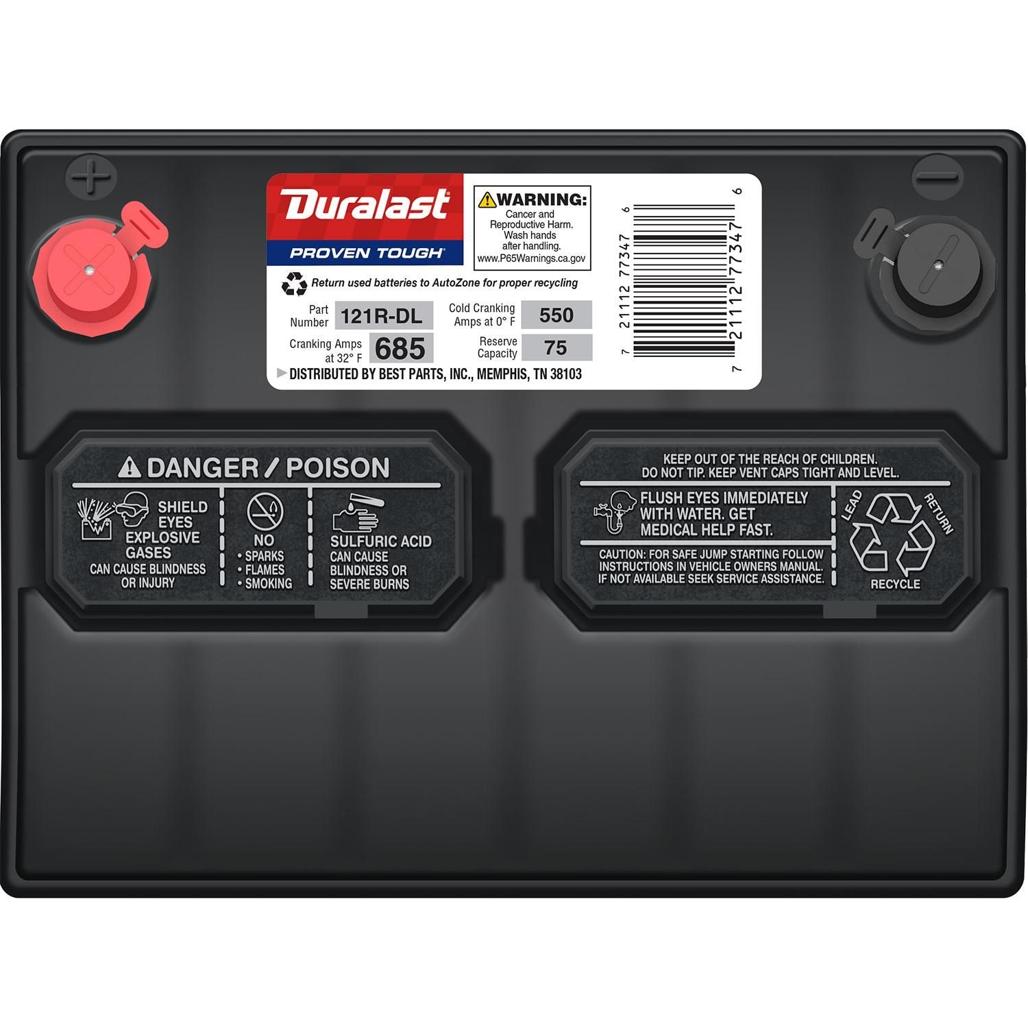 Duralast Battery BCI Group Size 121R 550 CCA 121R-DL