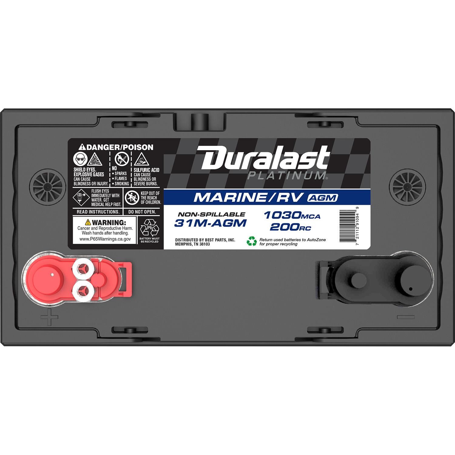 Duralast AGM 31M-AGM Group Size 31T Dual Purpose Marine and RV