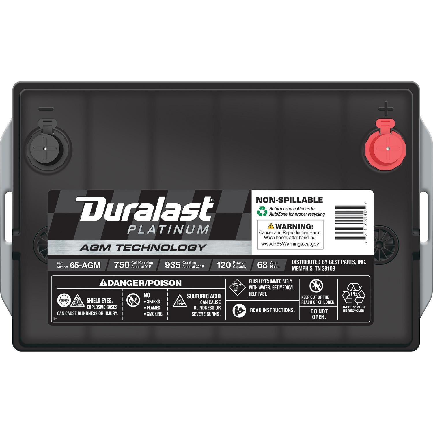 Duralast Platinum AGM Battery BCI Group Size 65 750 CCA 65-AGM