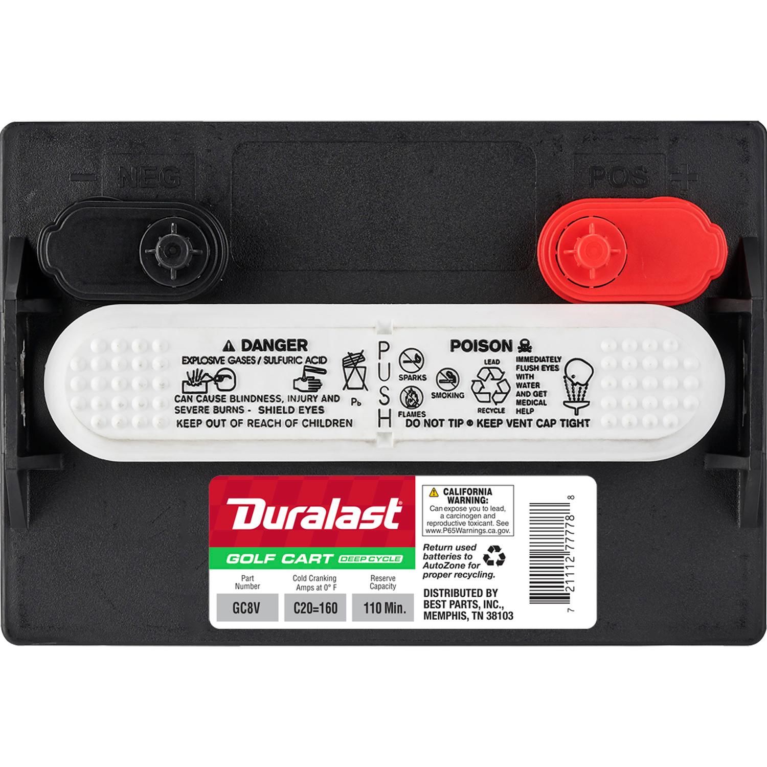 Duralast GC8V Group GC2 8V Golf Cart Battery