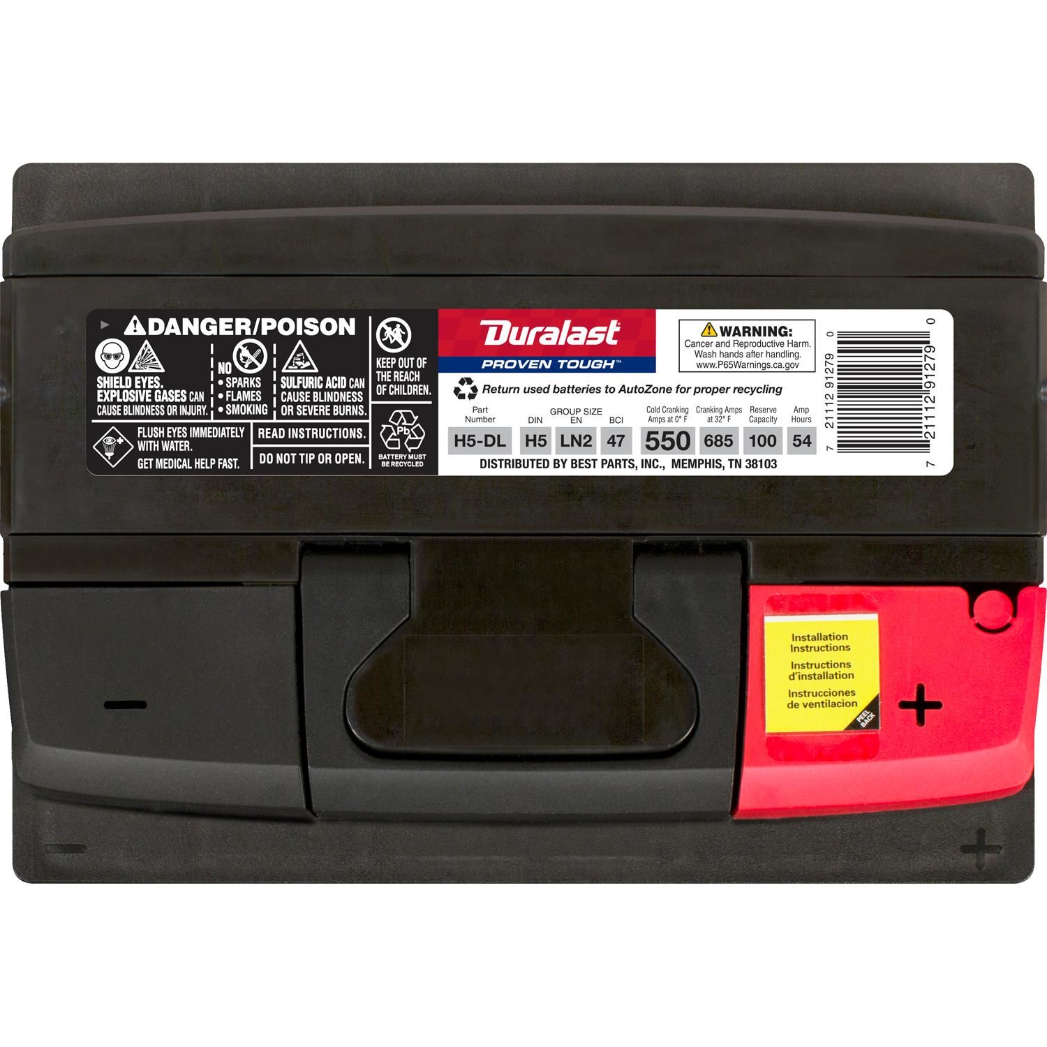 Duralast Battery BCI Group Size H5 550 CCA H5DL