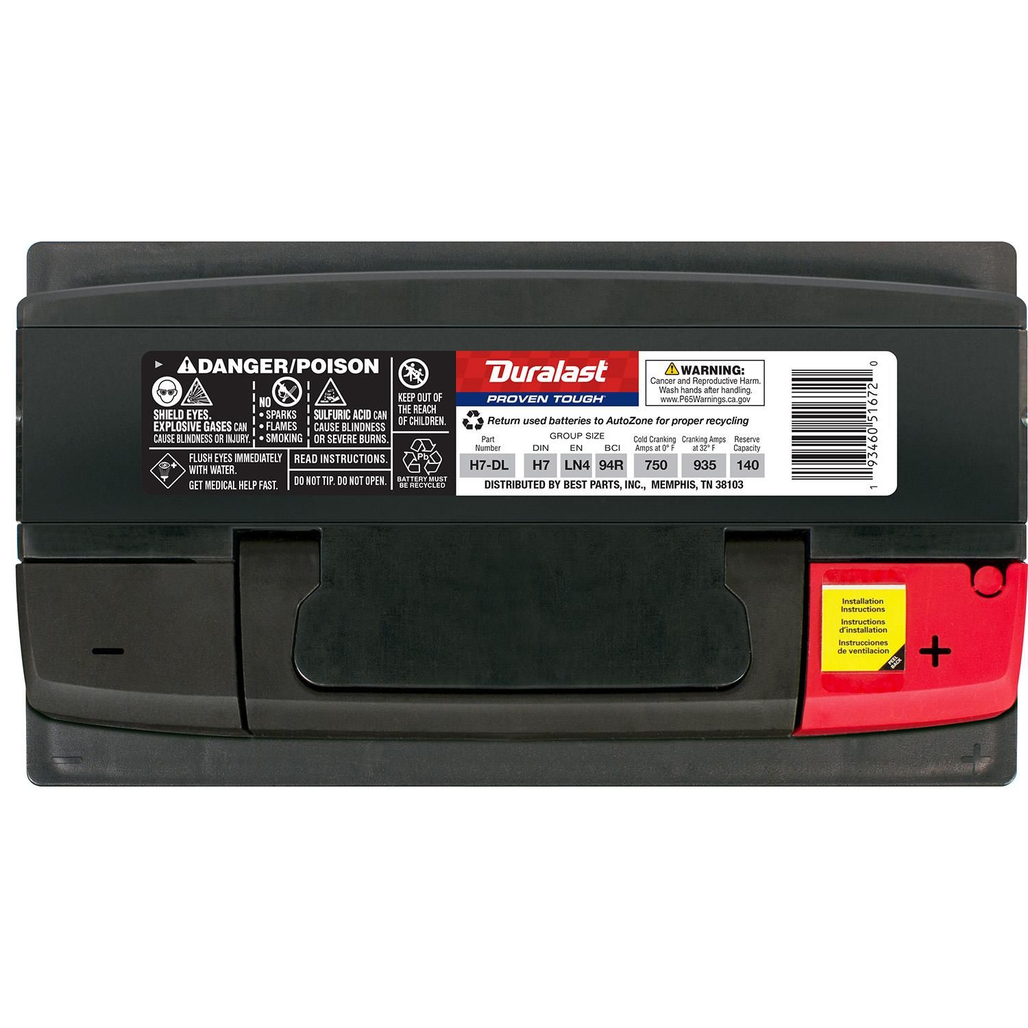 Duralast Battery BCI Group Size 94R 750 CCA H7DL