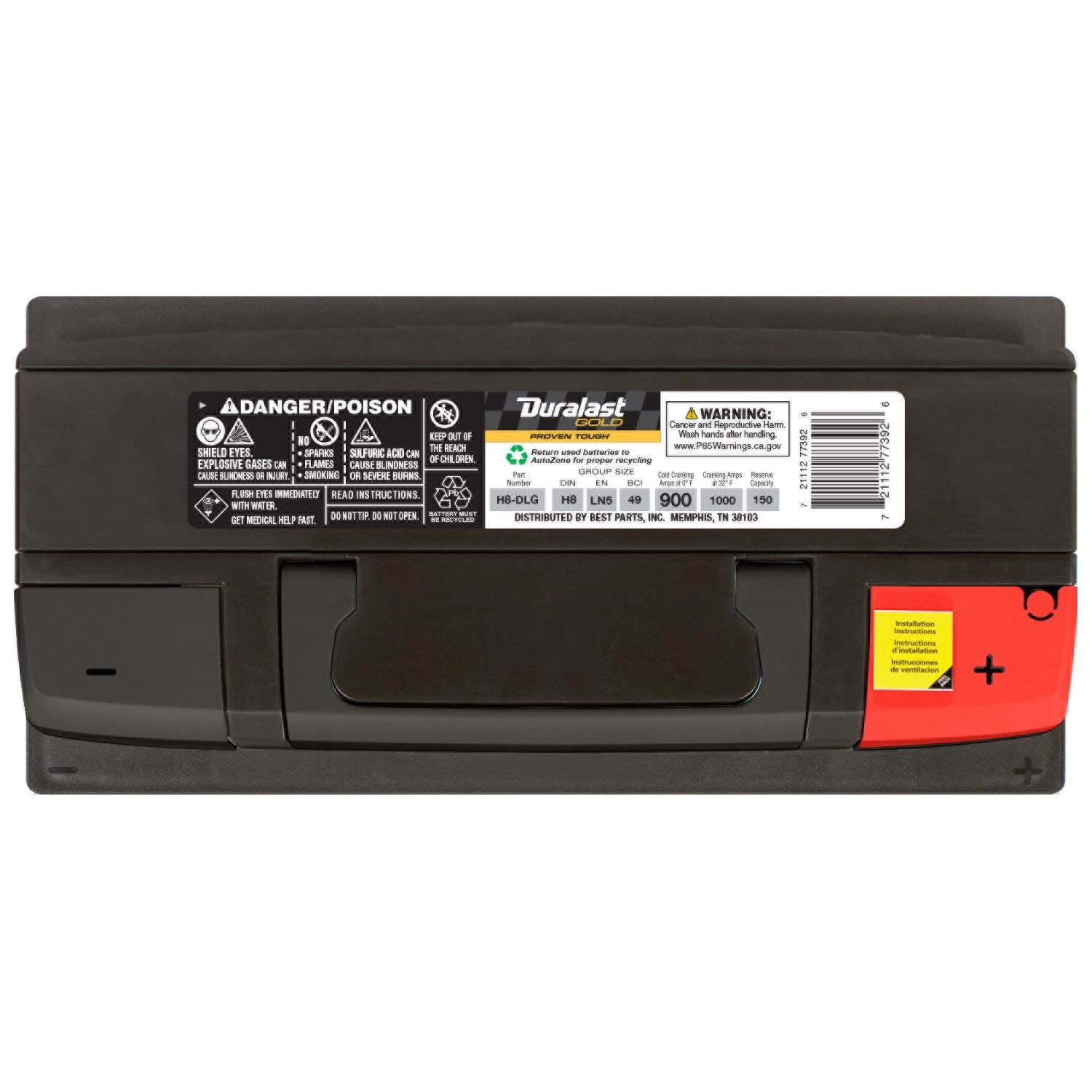 Duralast Gold Battery BCI Group Size 49 900 CCA H8DLG