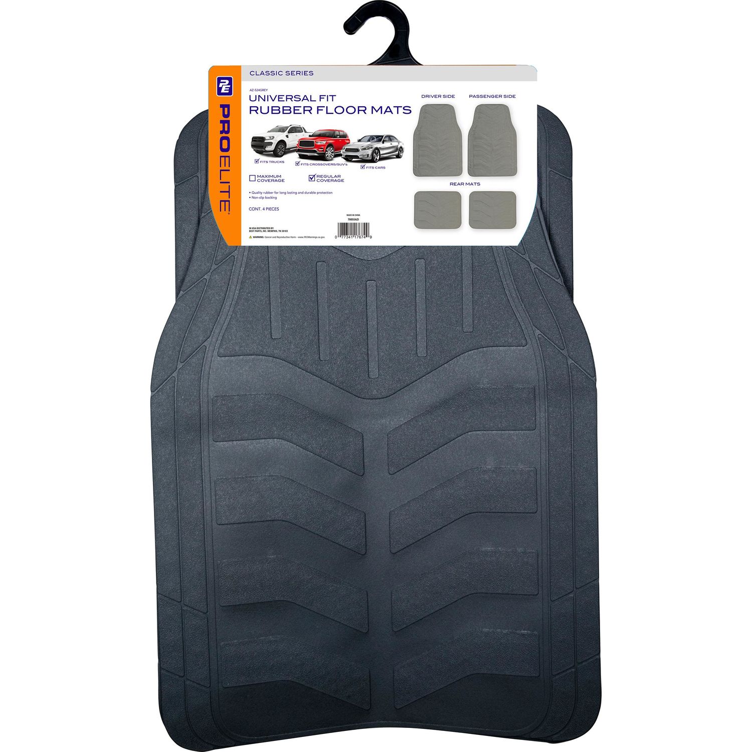 ProElite Black Universal 1 Piece Front Classic Rubber Floor Mat at AutoZone