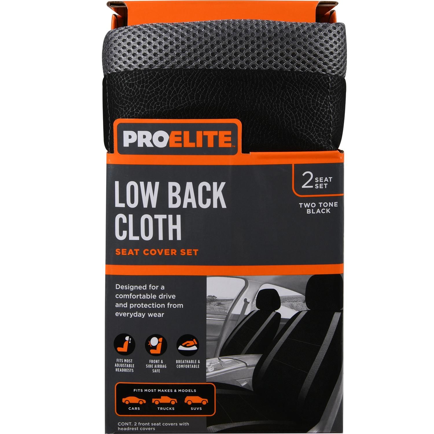 ProElite Black Reno Low Back Seat Cover 2 Piece