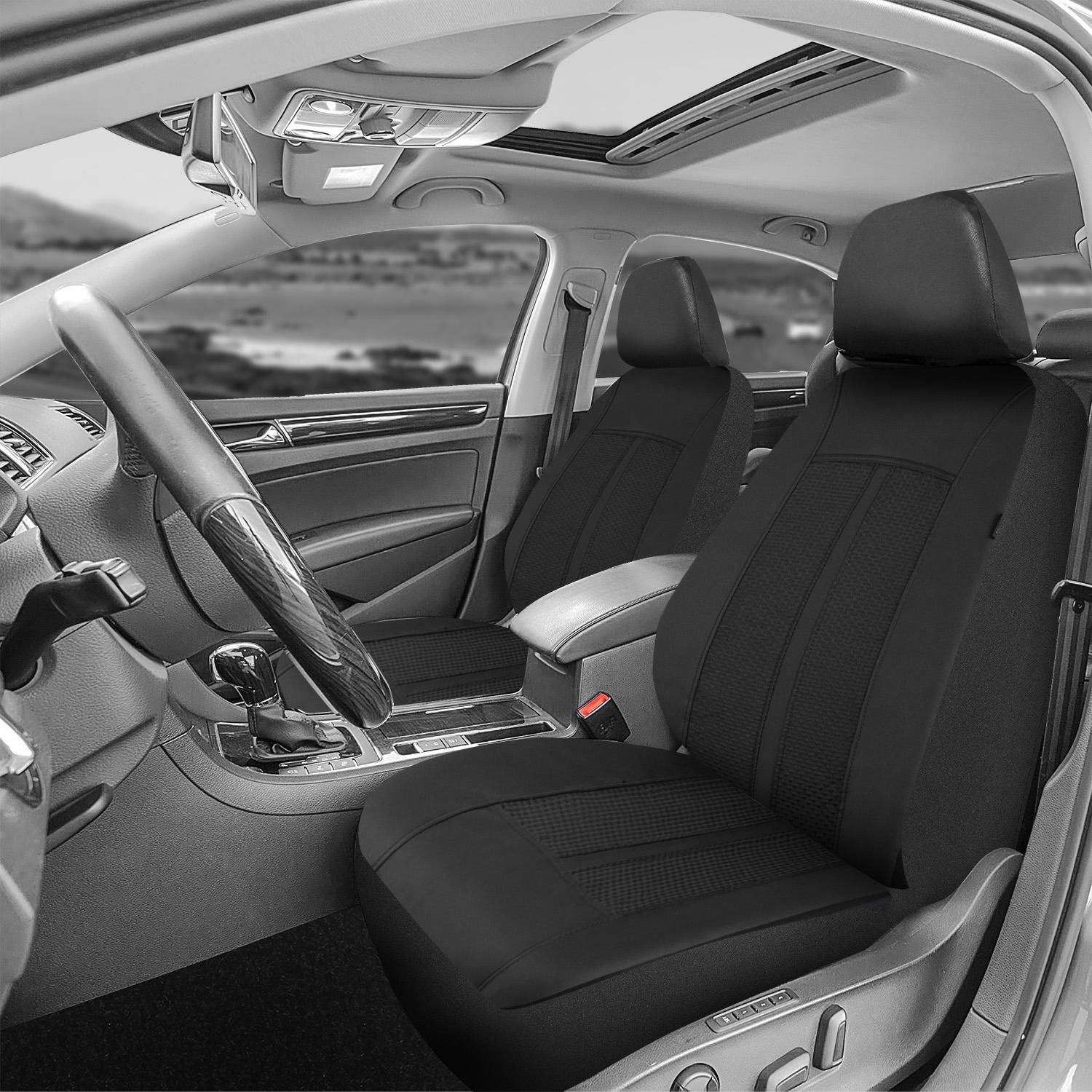 ProElite Black Low Back Faux Leather Seat Cover Set 2 Piece