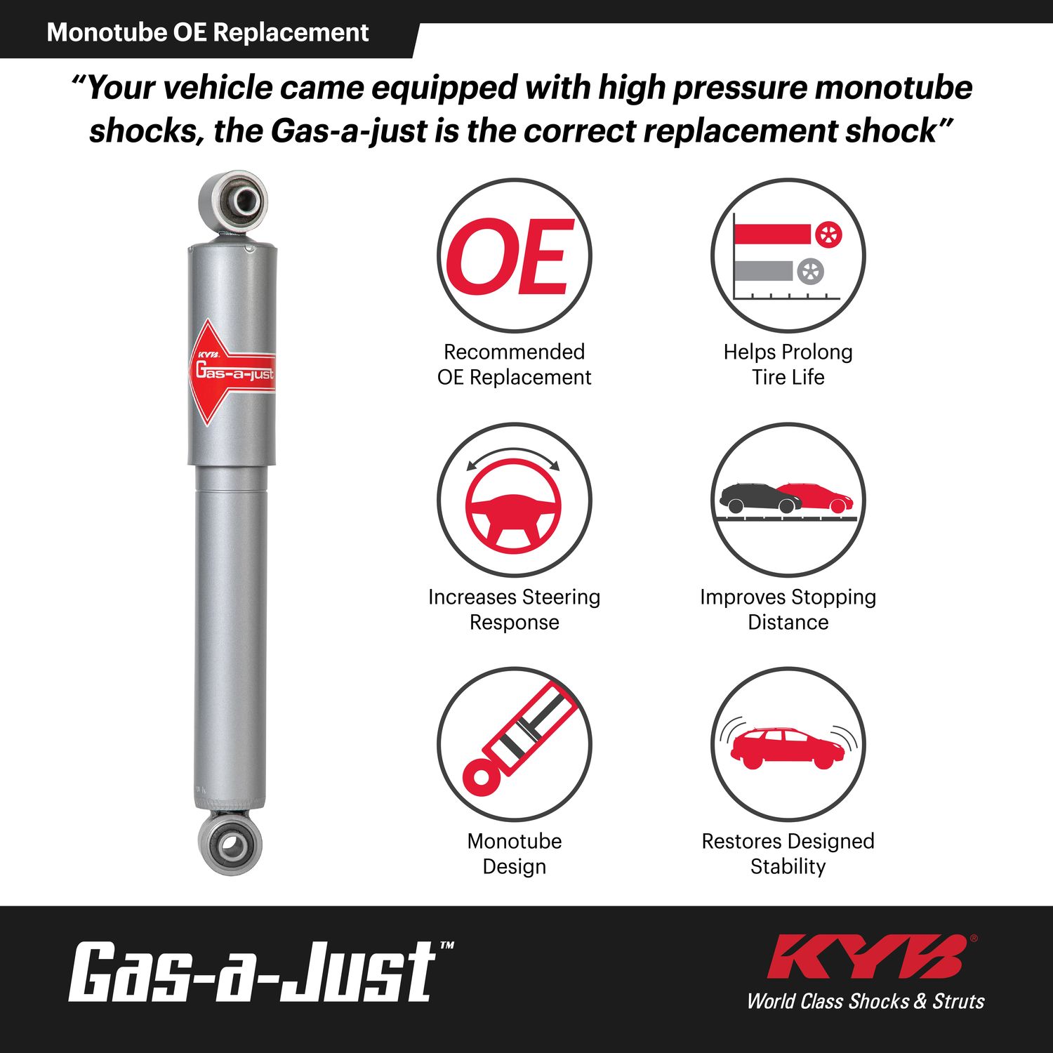 KYB Gas-a-Just Shock Absorber 5530000