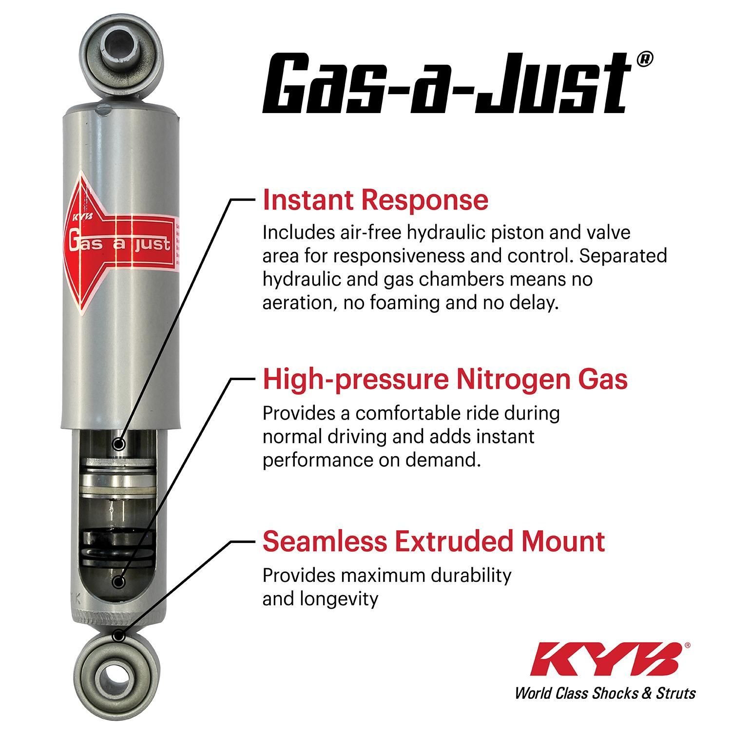 KYB Gas-a-Just Suspension Shock Absorber KG4652A