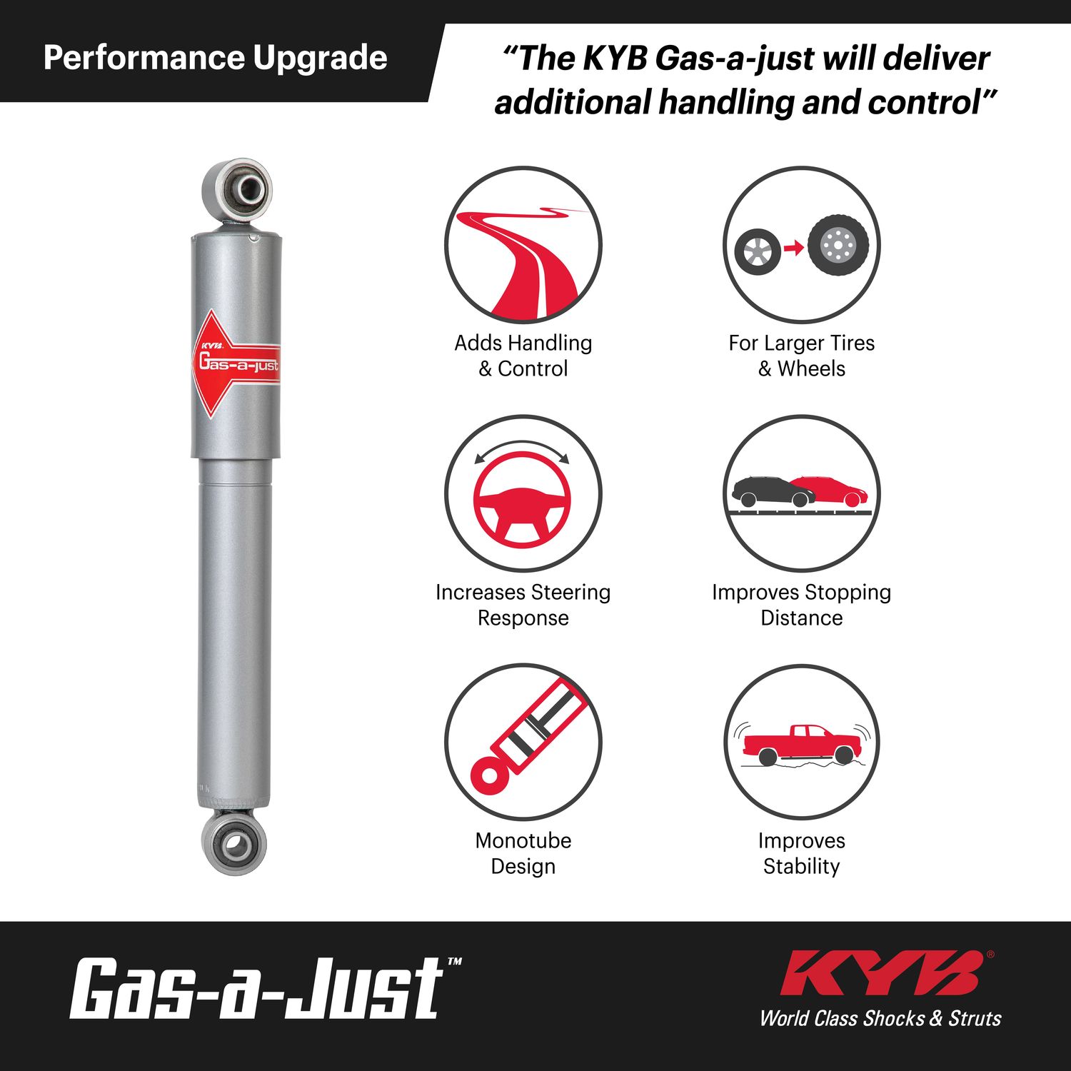 KYB Gas-a-Just Suspension Shock Absorber KG5786 KYB Gas-a-Just Suspension Shock Absorber KG5786
