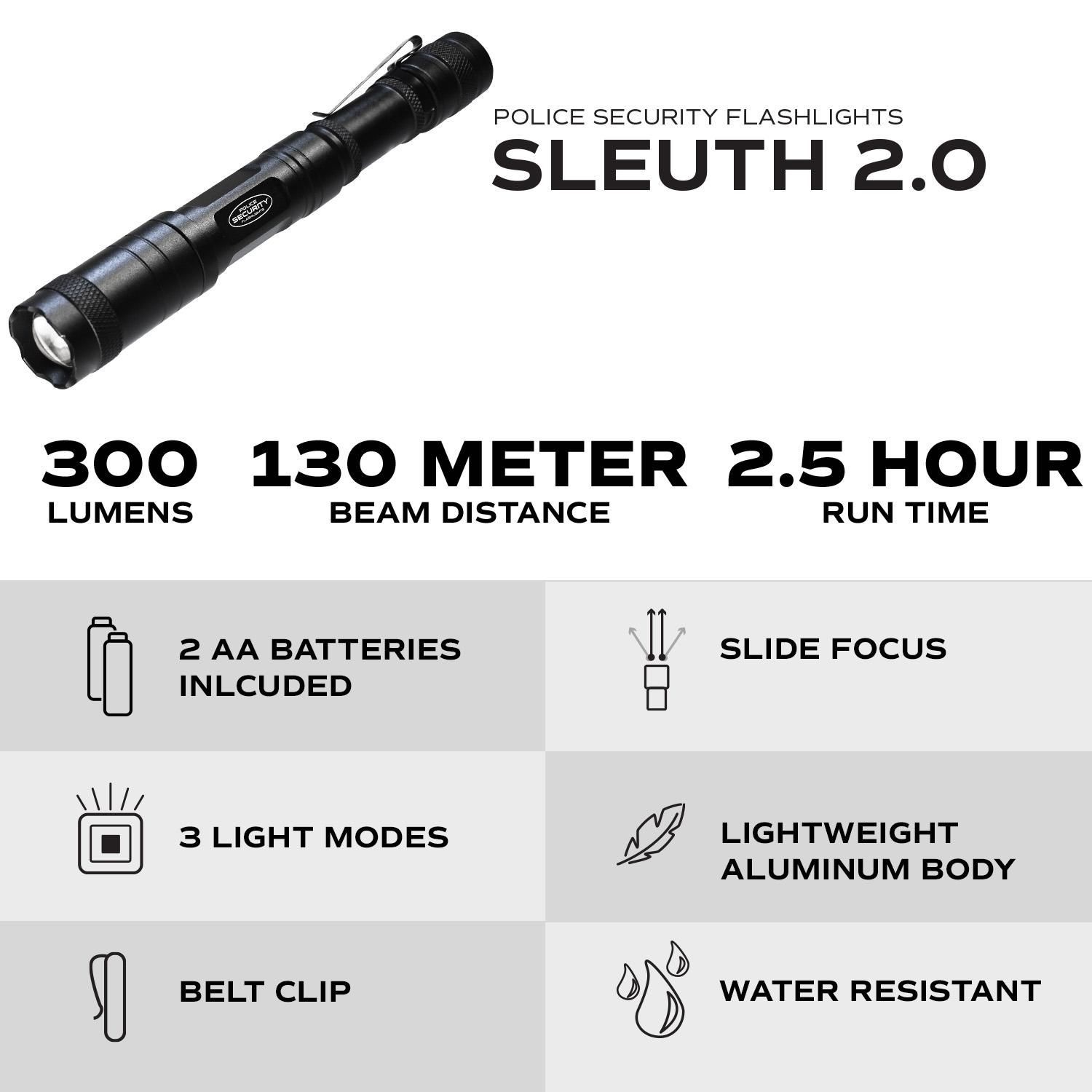 DOVER 800 LUMEN RECHARGEABLE FLASHLIGHT - Police Security Flashlights