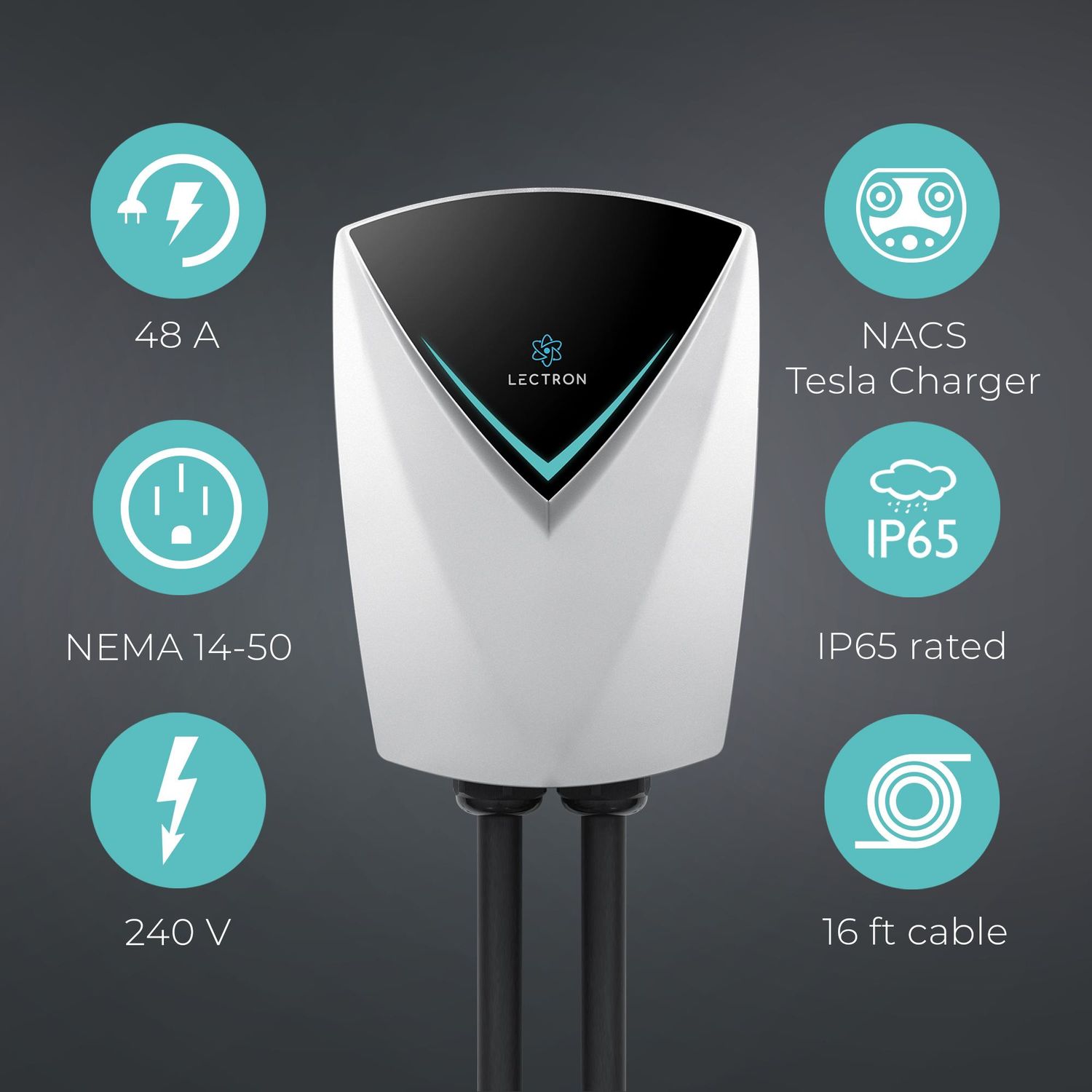 Lectron 240 Volt 48 Amps Tesla (NACS) EV Charging Station