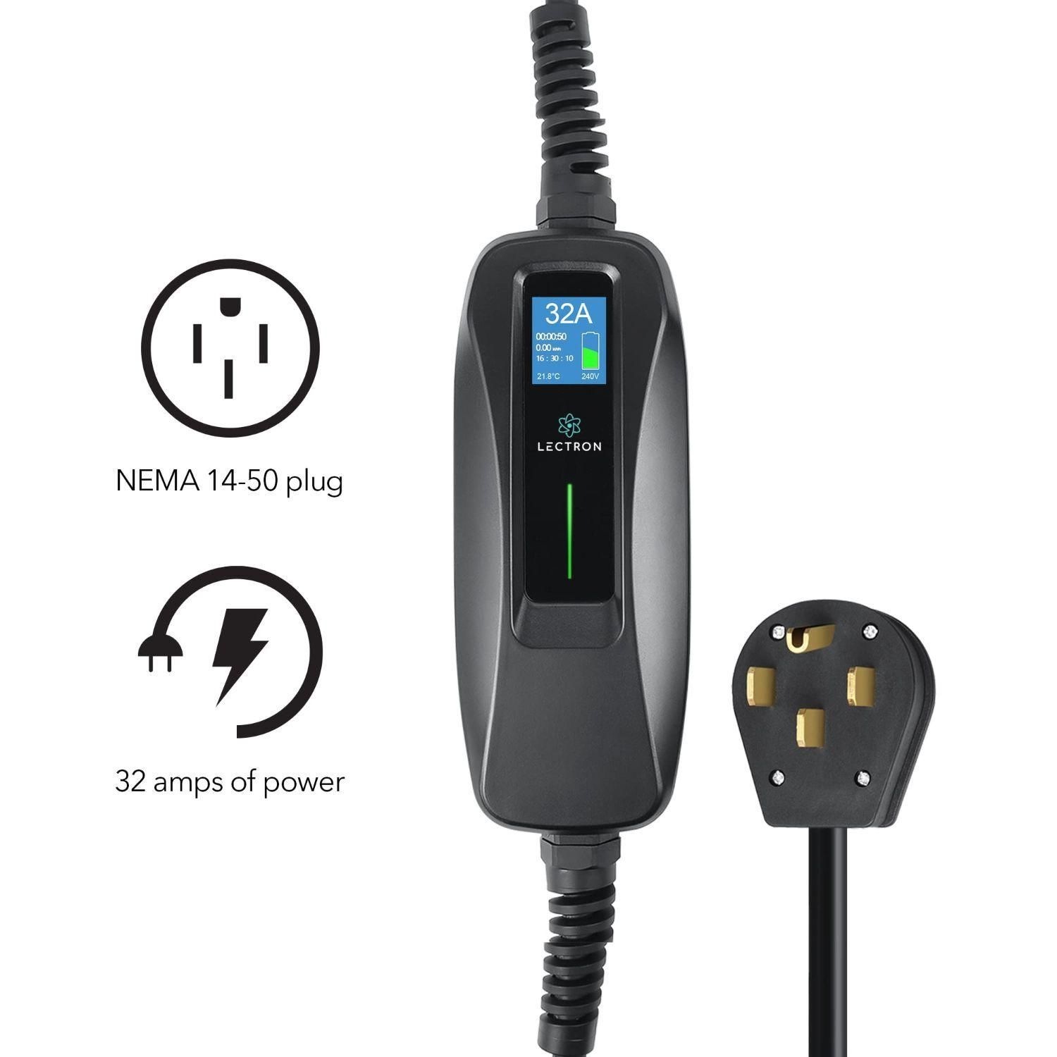 Lectron 15ft Extension Cord 240 Volt 32 Amp Level 2 EV Charger NEMA 14