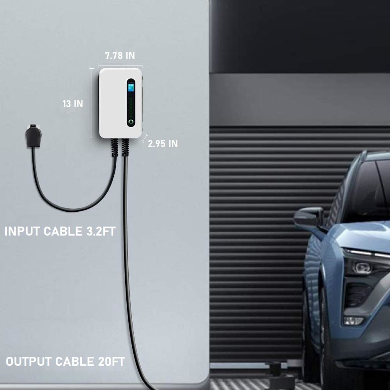Lectron 240 Volt 16 Amps Level 2 Electric Vehicle Charger with 21ft Extension Cord J1772 Cable