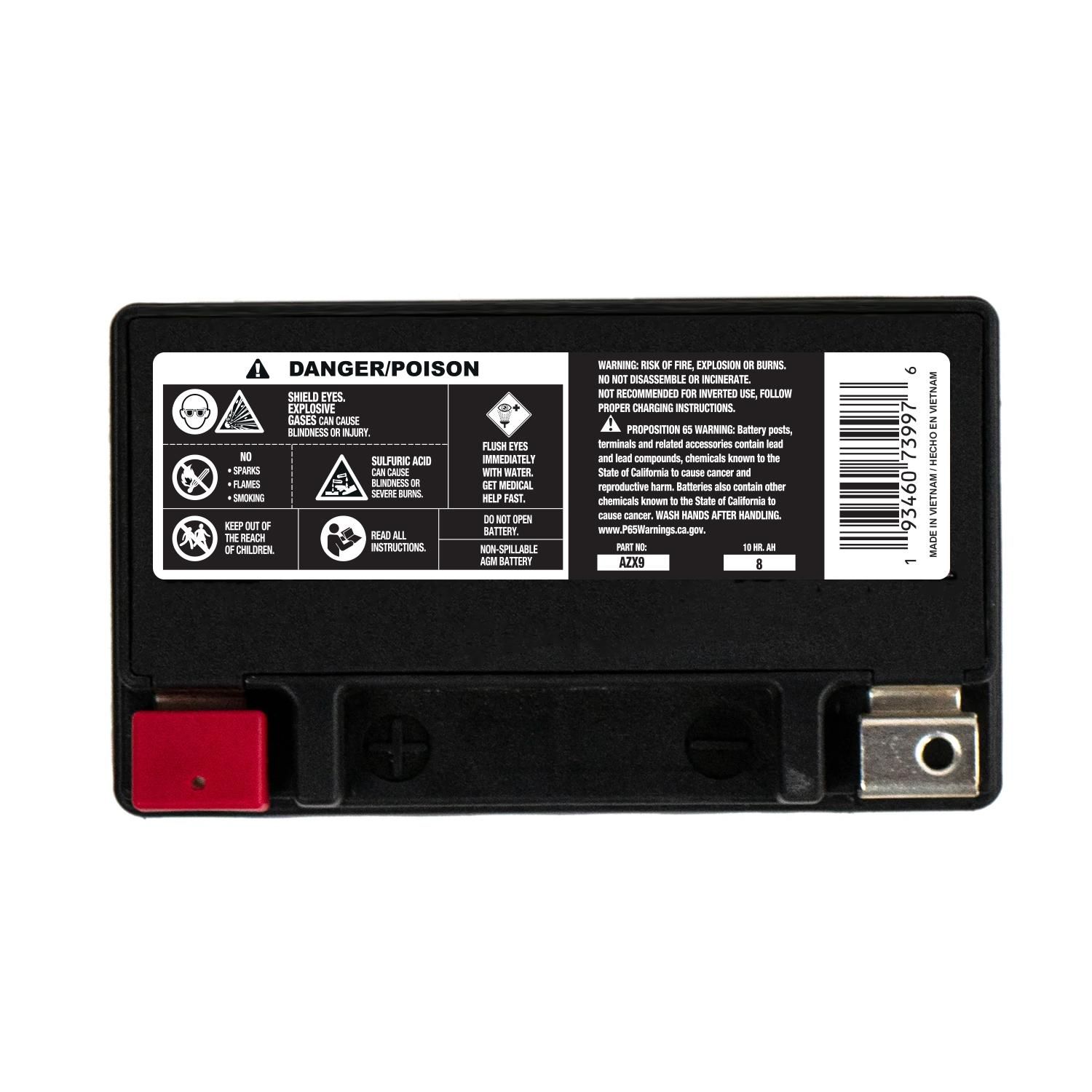 Duralast Gold Group BTX9 AGM Ready-to-Ride Power Sport Battery 120 CCA