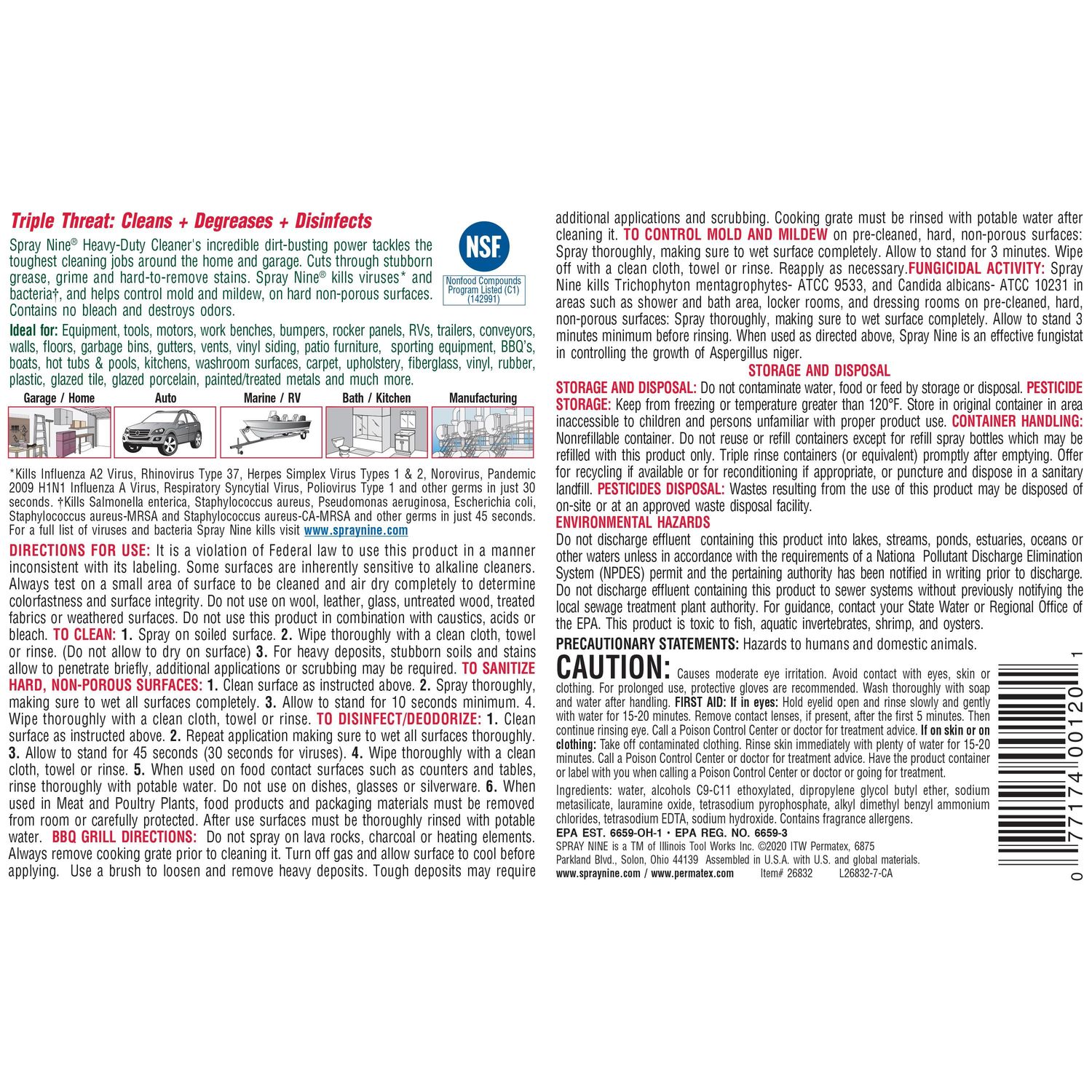 Spray Nine Heavy Duty Cleaner and Degreaser 32oz