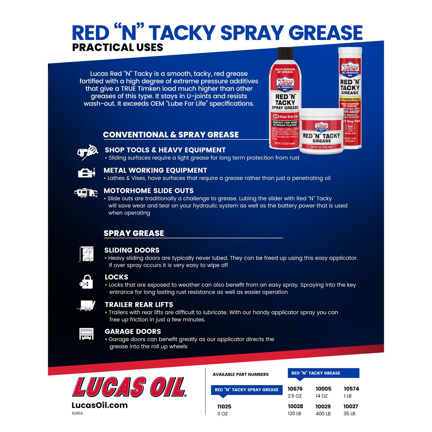 Lucas Oil Products Red N Tacky Grease 14Oz