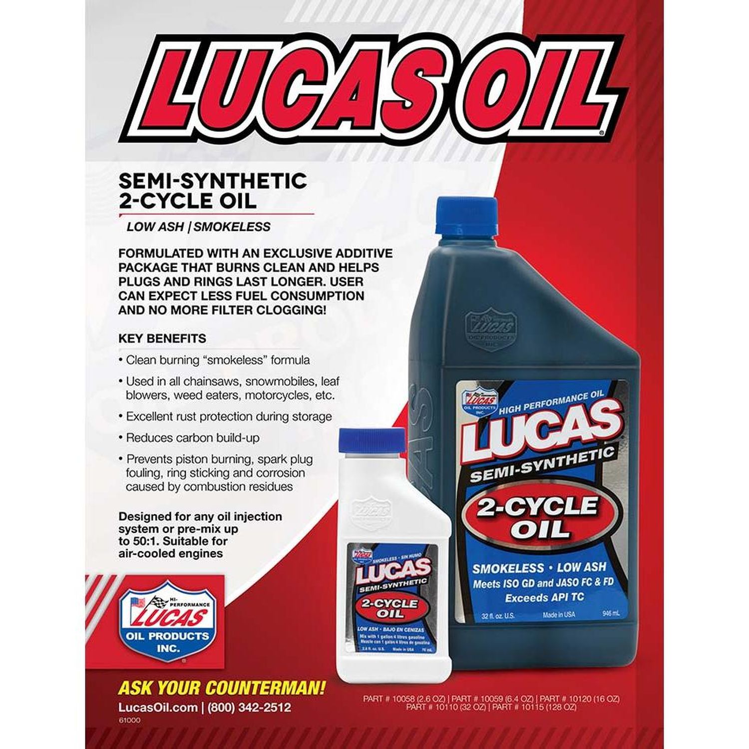 Lucas Oil, 2-Cycle, Semi-Synthetic - 2.6 fl oz