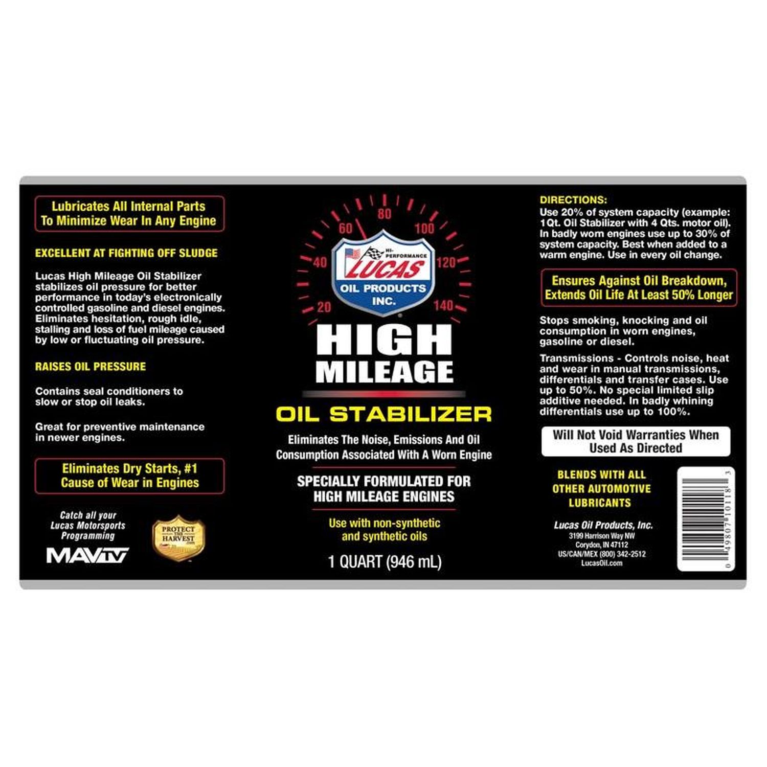 Lucas Oil Products High Mileage Oil Stabilizer