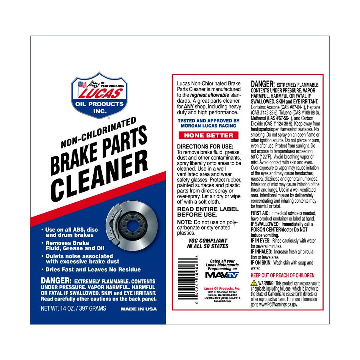 ShopPro 45% VOC Brake Parts Cleaner Aerosol 14oz