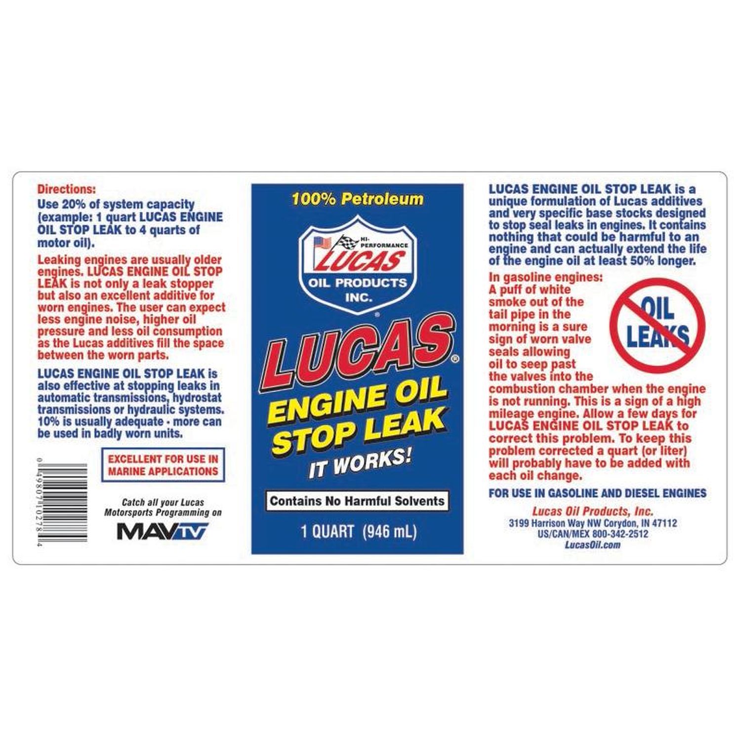 Lucas Oil Products Engine Oil Stop Leak 32oz