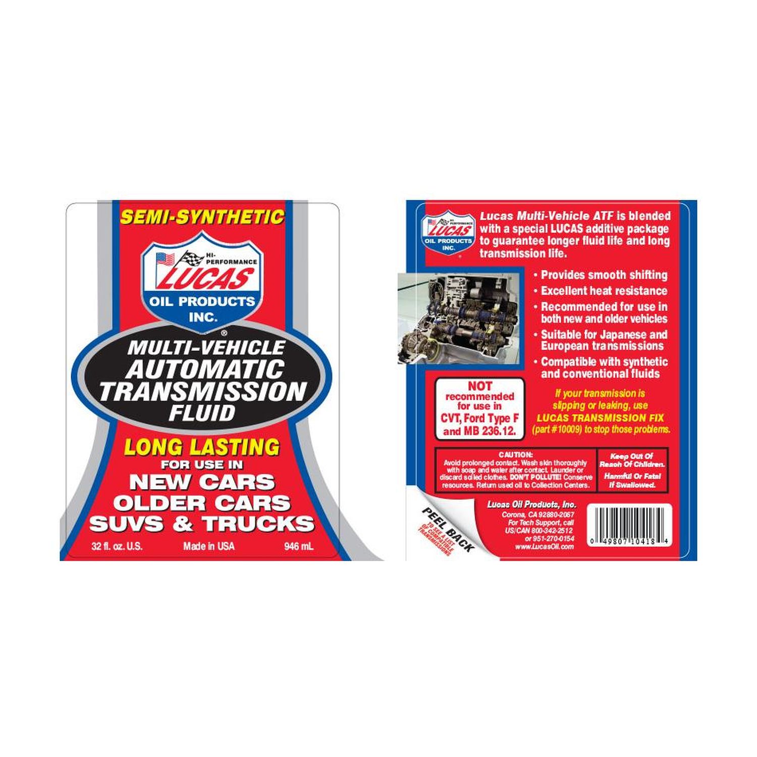 Lucas Oil Products MultiVehicle Automatic Transmission Fluid 1 Quart