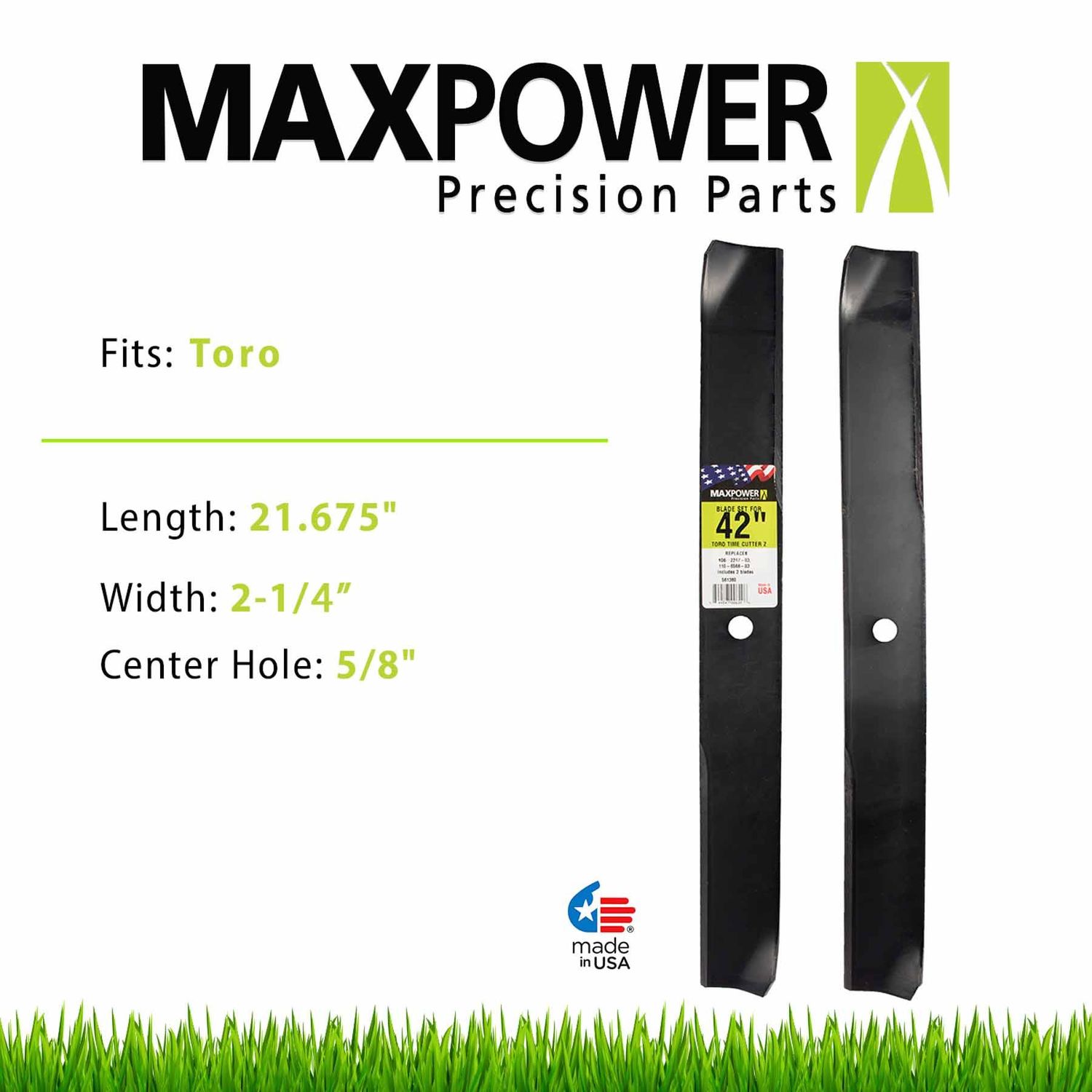 MaxPower 42in Cut Mower Blade Set for Toro Time Cutter Z Mowers