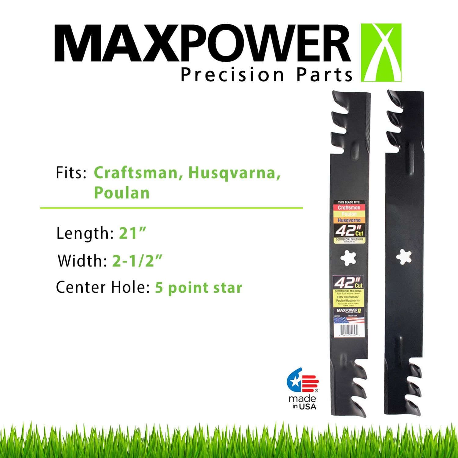 MaxPower 42in Cut Mower Blade Set for Poulan Husqvarna and