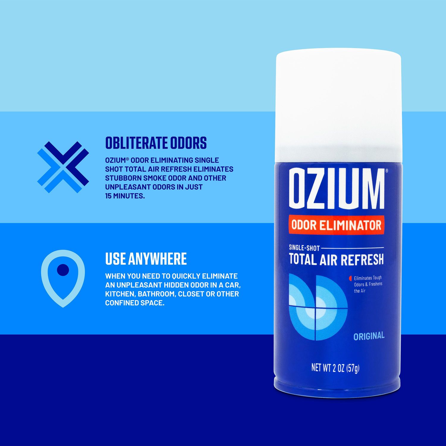 Ozium Odor Eliminating Fogger Single-Shot Total Air Refresh Original Scent 2oz