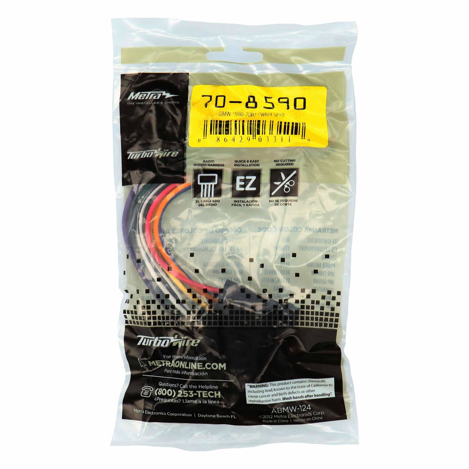 Metra 70-8590 Radio Wiring Harness For BMW 1990-2002 Models - Power & 4 Speaker Connection