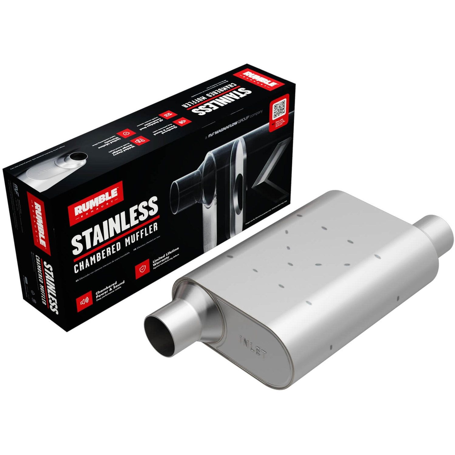 Rumble Exhaust 2 1/4in Offset Inlet and Outlet 4 1/4in x 9 1/2in